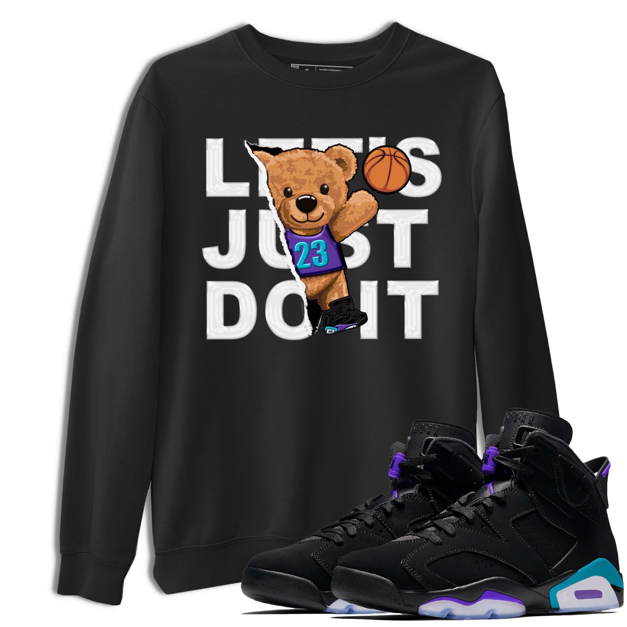 AJ6 Aqua shirt to match jordans Rip Out Bear sneaker release tees Air Jordan 6 Aqua Drip Gear Zone Unisex Streetwear Clothing Black 1 T-Shirt