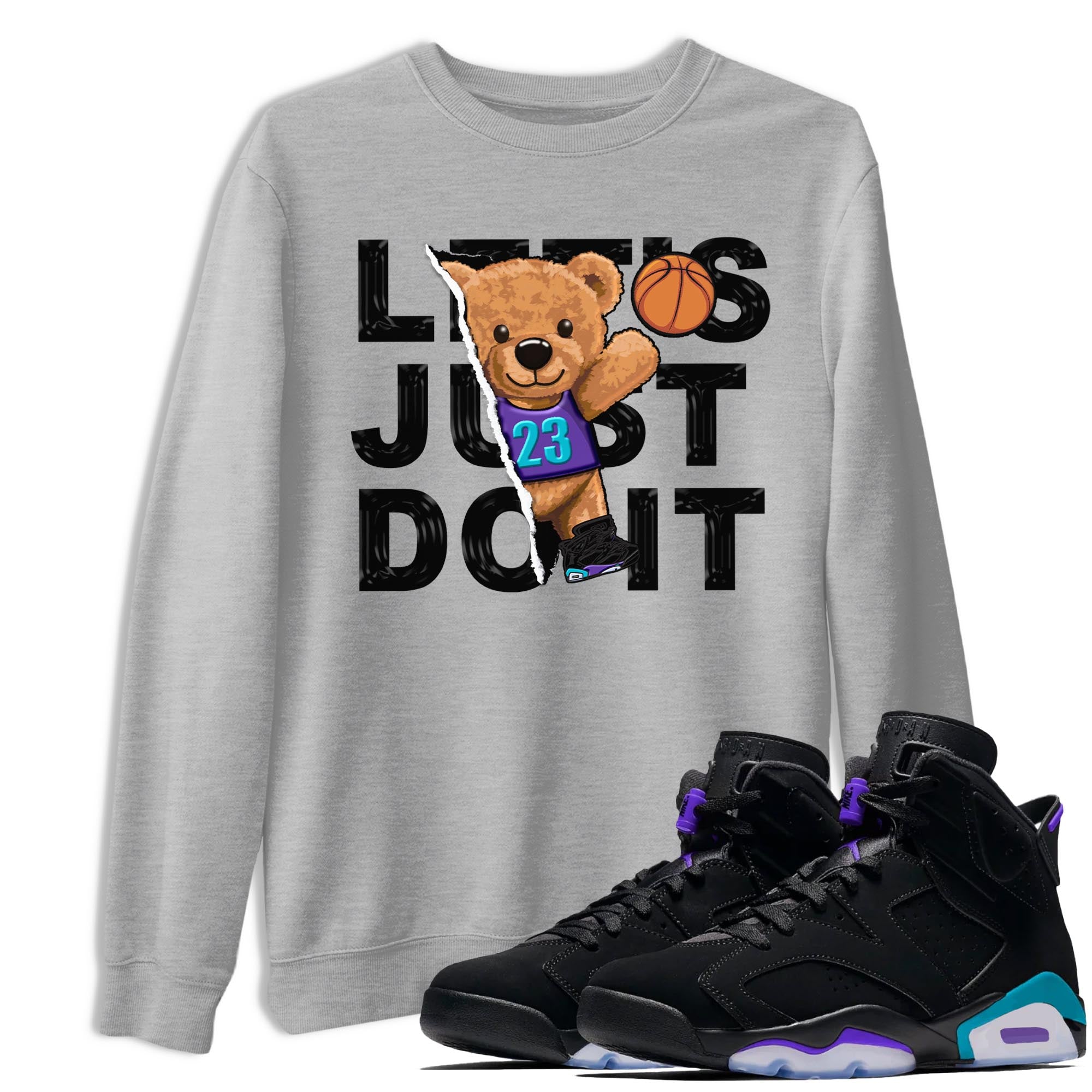 AJ6 Aqua shirt to match jordans Rip Out Bear sneaker release tees Air Jordan 6 Aqua Drip Gear Zone Unisex Streetwear Clothing Heather Grey 1 T-Shirt
