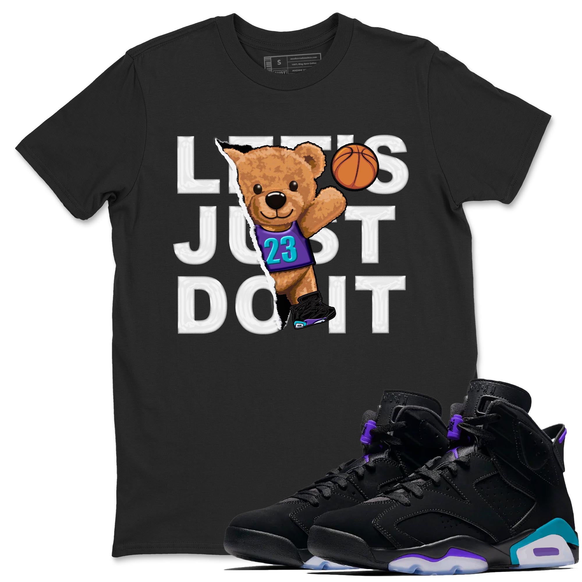 AJ6 Aqua shirt to match jordans Rip Out Bear sneaker release tees Air Jordan 6 Aqua Drip Gear Zone Unisex Streetwear Clothing Black 1 T-Shirt