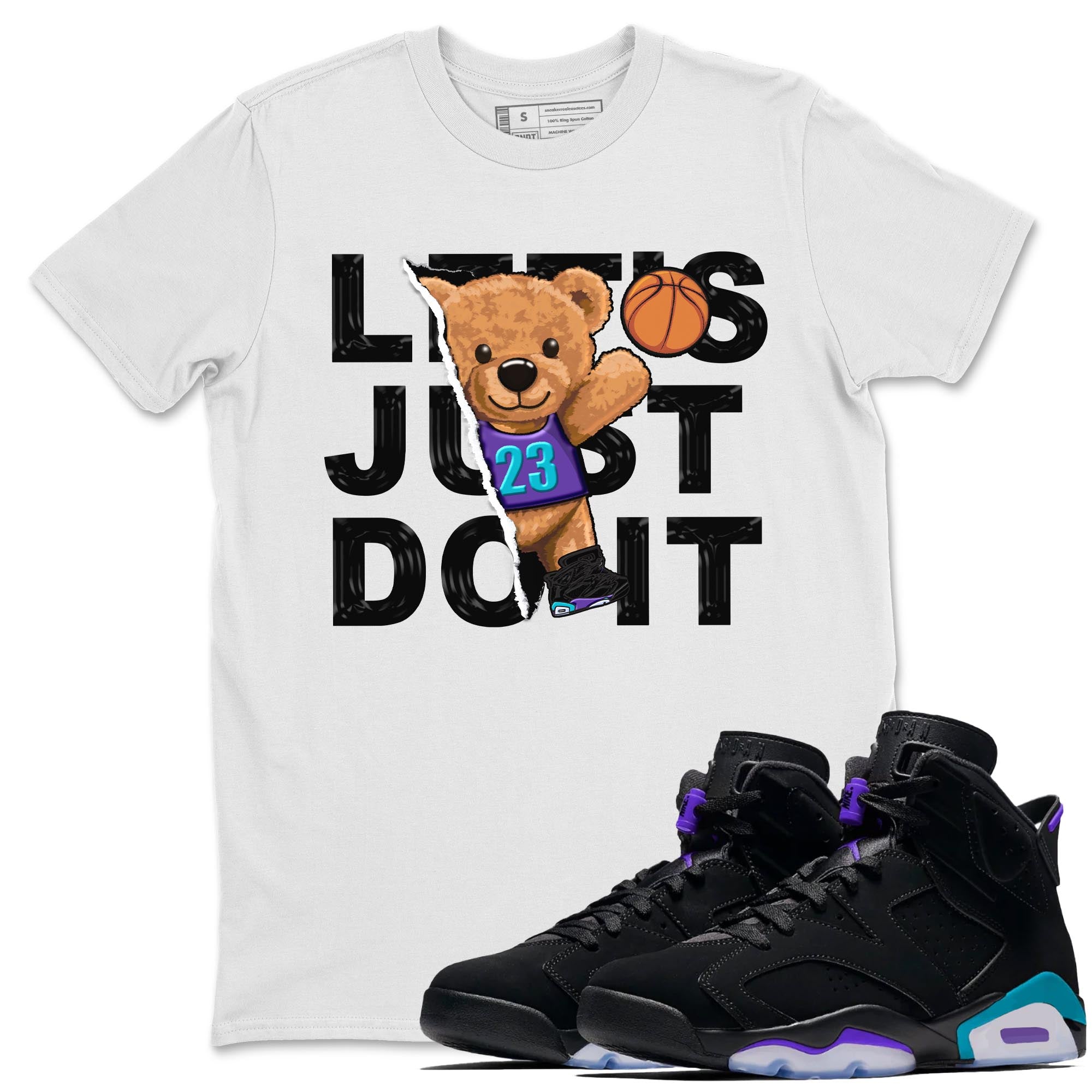 AJ6 Aqua shirt to match jordans Rip Out Bear sneaker release tees Air Jordan 6 Aqua Drip Gear Zone Unisex Streetwear Clothing White 1 T-Shirt