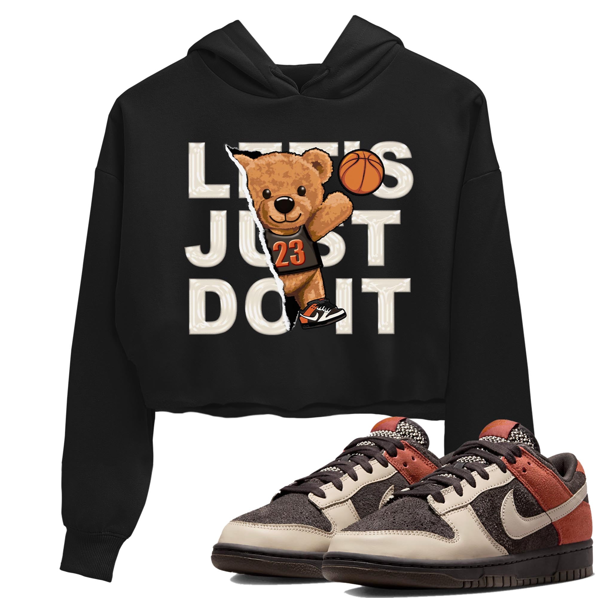 Nike Low Dunk Red Panda shirt to match jordans Rip Out Bear sneaker tees Nike Dunk Red Panda Drip Gear Zone Black 1 Crop T-Shirt