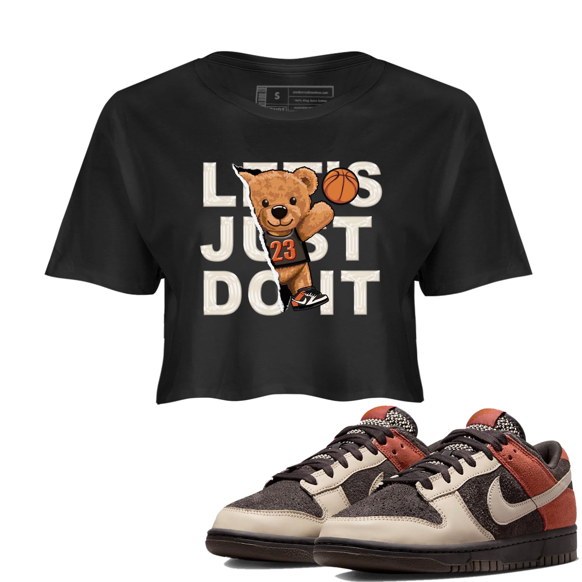 Nike Low Dunk Red Panda shirt to match jordans Rip Out Bear sneaker tees Nike Dunk Red Panda Drip Gear Zone Black 1 Crop T-Shirt