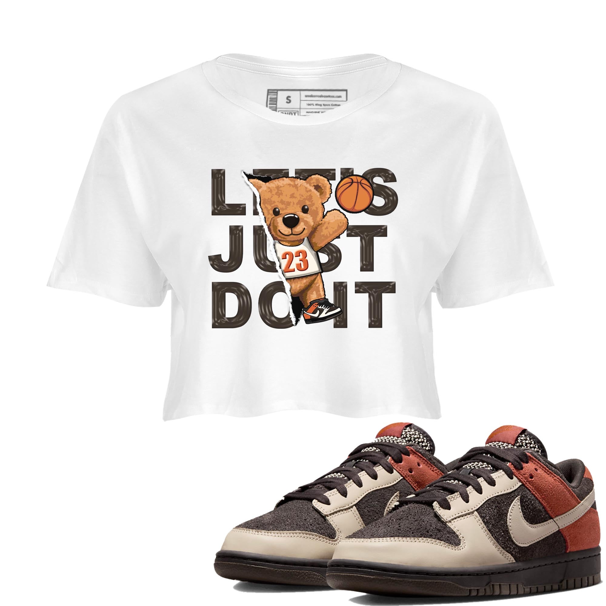 Nike Low Dunk Red Panda shirt to match jordans Rip Out Bear sneaker tees Nike Dunk Red Panda Drip Gear Zone White 1 Crop T-Shirt