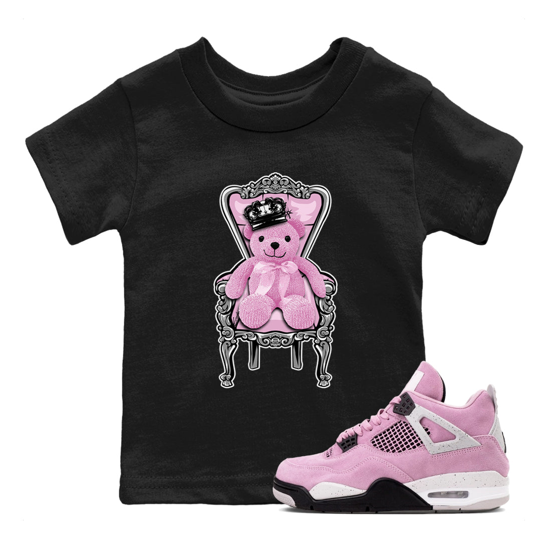4s Retro Orchid shirts to match jordans Royal Bear sneaker match tees Air Jordan 4 WMNS Orchid match shoes to clothes Drip Gear Zone Youth Baby Black 1 tee