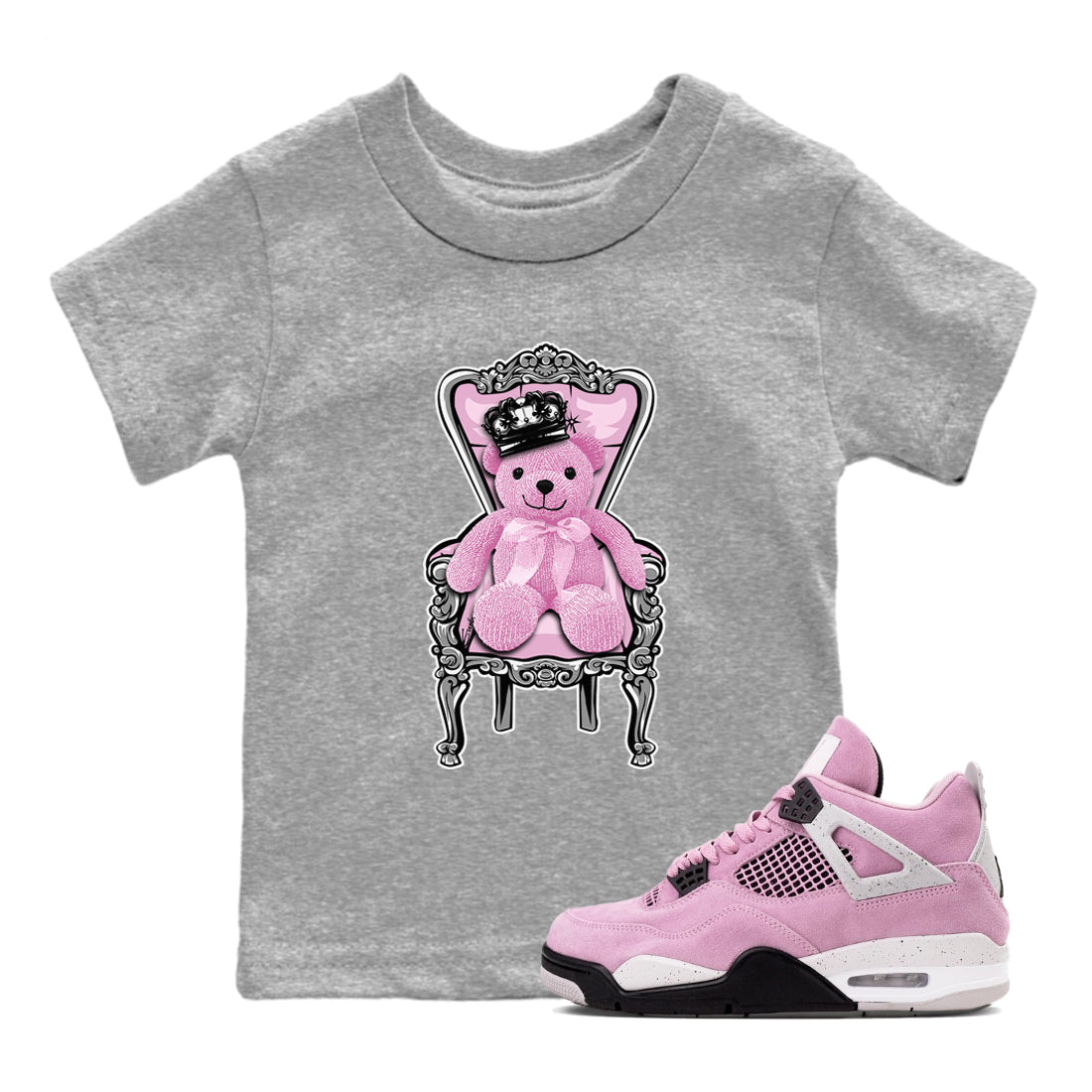 4s Retro Orchid shirts to match jordans Royal Bear sneaker match tees Air Jordan 4 WMNS Orchid match shoes to clothes Drip Gear Zone Youth Baby Heather Grey 1 tee