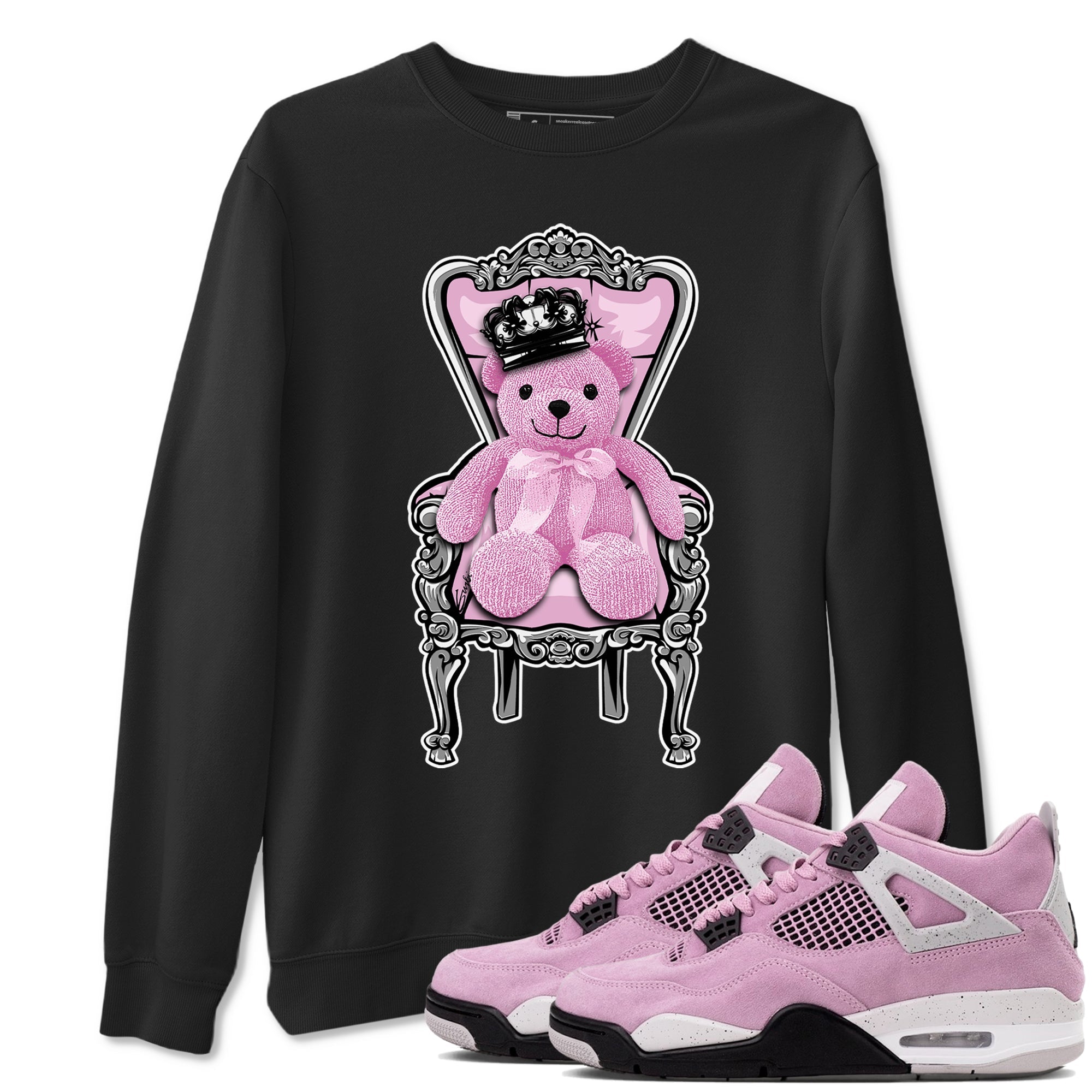 4s Retro Orchid shirts to match jordans Royal Bear sneaker match tees Air Jordan 4 WMNS Orchid match shoes to clothes Drip Gear Zone unisex cotton Black 1 shirts