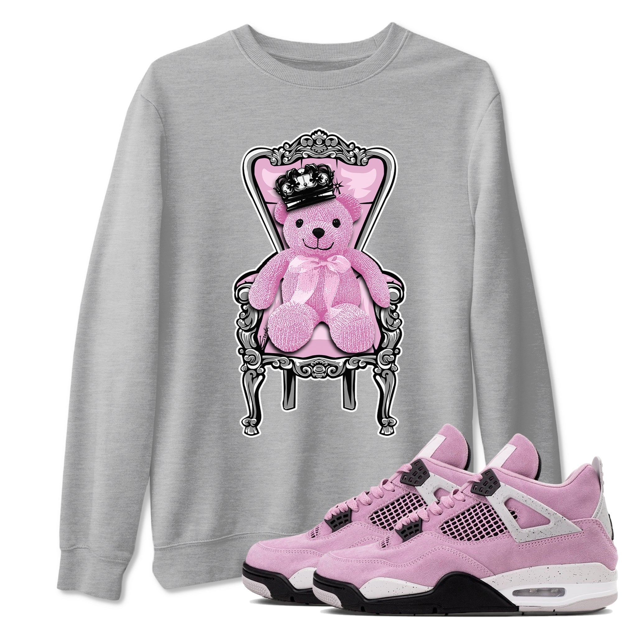 4s Retro Orchid shirts to match jordans Royal Bear sneaker match tees Air Jordan 4 WMNS Orchid match shoes to clothes Drip Gear Zone unisex cotton Heather Grey 1 shirts