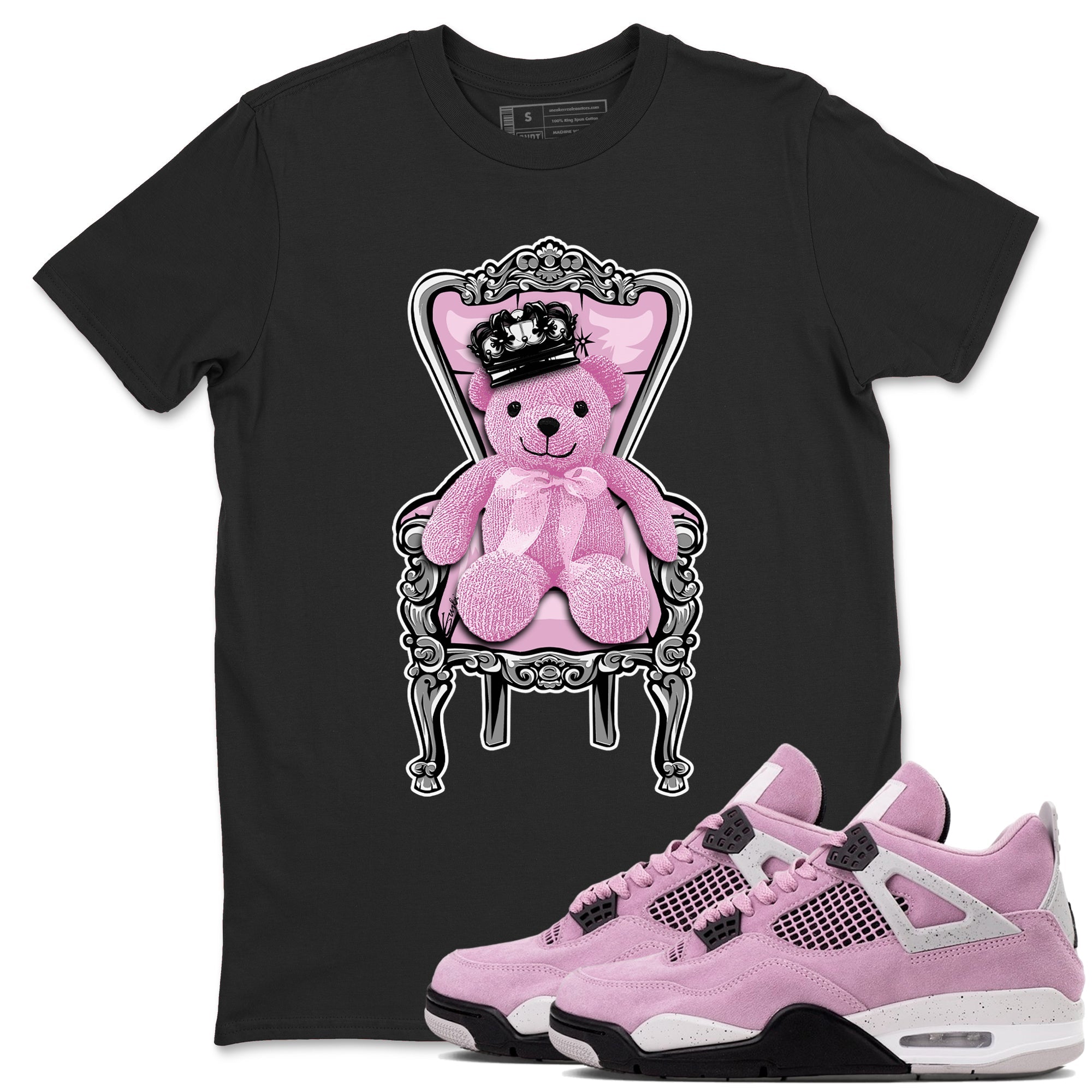 4s Retro Orchid shirts to match jordans Royal Bear sneaker match tees Air Jordan 4 WMNS Orchid match shoes to clothes Drip Gear Zone unisex cotton Black 1 shirts