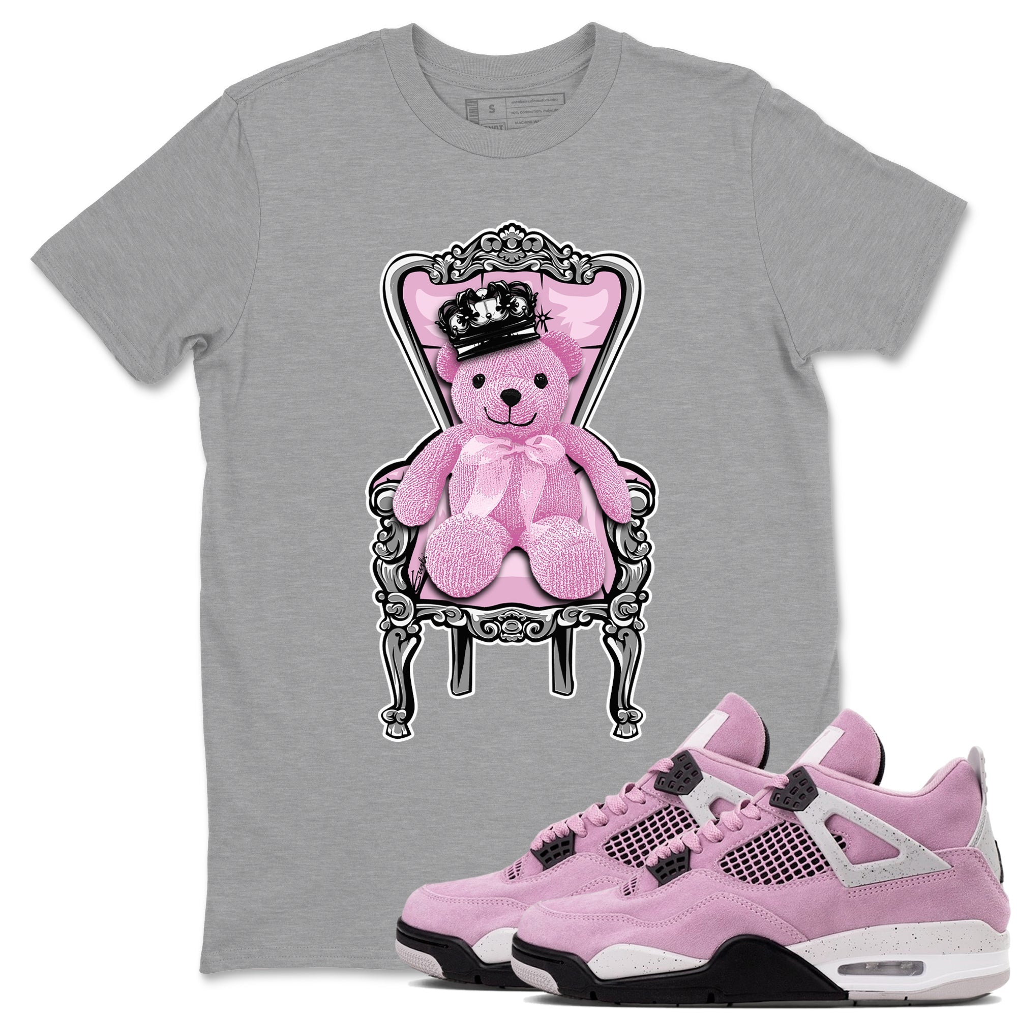 4s Retro Orchid shirts to match jordans Royal Bear sneaker match tees Air Jordan 4 WMNS Orchid match shoes to clothes Drip Gear Zone unisex cotton Heather Grey 1 shirts