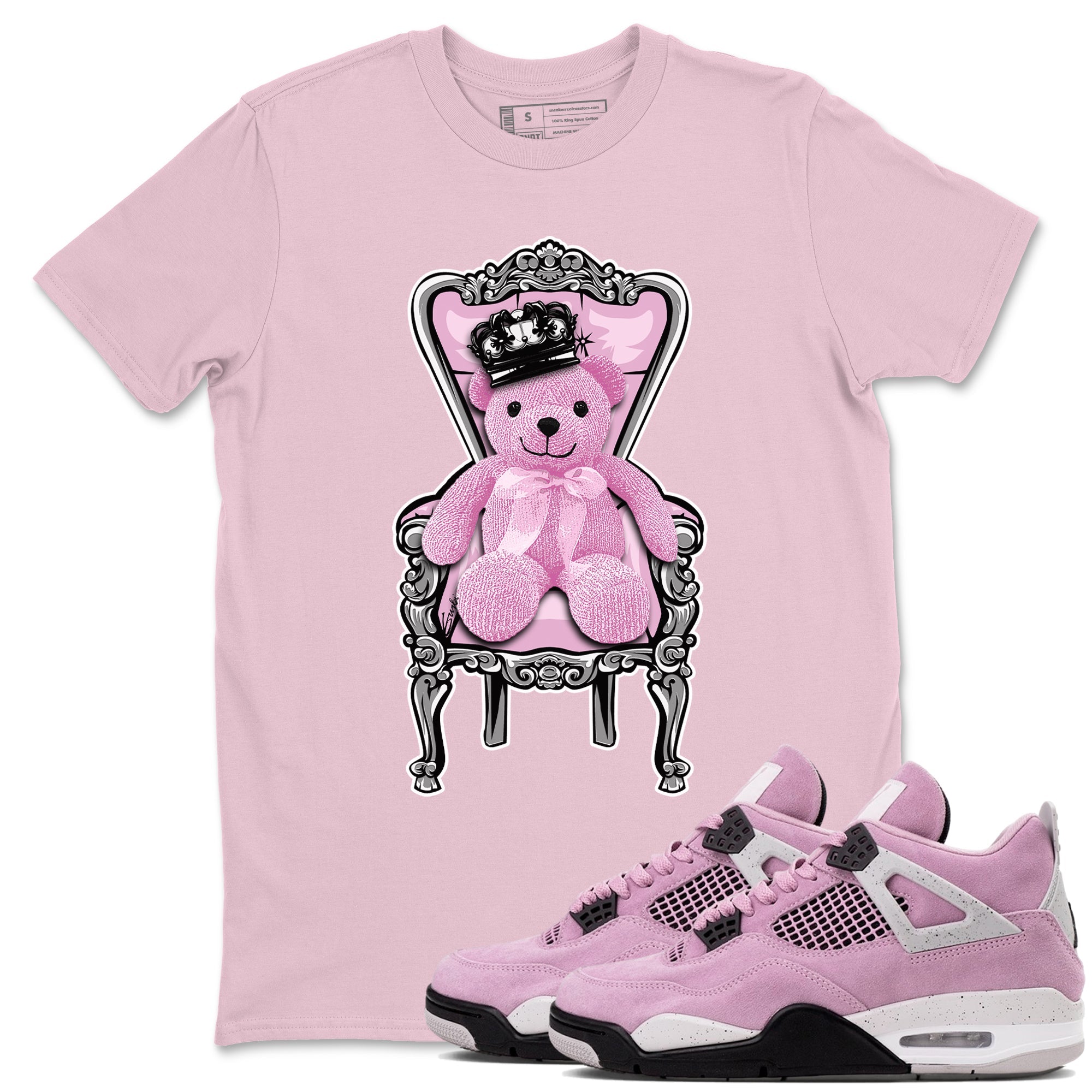 4s Retro Orchid shirts to match jordans Royal Bear sneaker match tees Air Jordan 4 WMNS Orchid match shoes to clothes Drip Gear Zone unisex cotton Pink 1 shirts
