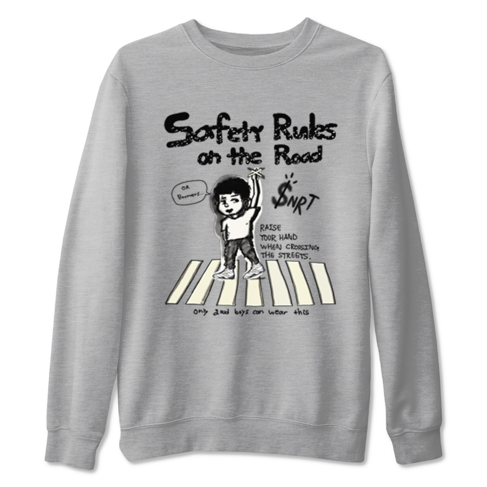 AJ5 Sail shirt to match jordans Safety Rules On The Road sneaker tees Air Jordan 5 Sail Drip Gear Zone unisex cotton Heather Grey 2 crew neck shirt