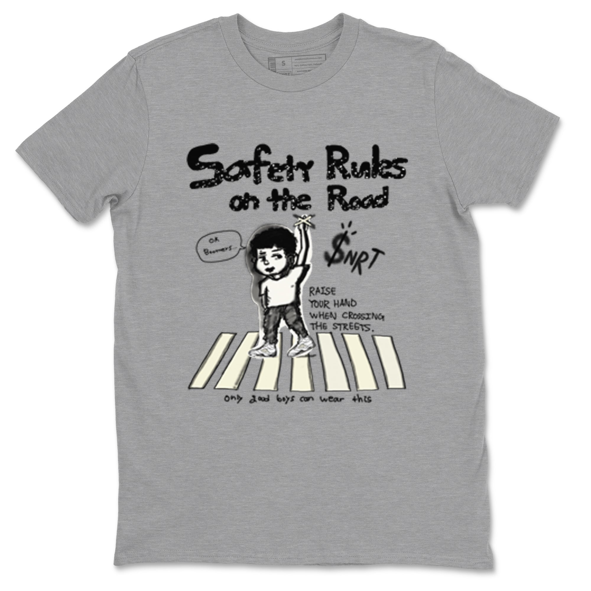 AJ5 Sail shirt to match jordans Safety Rules On The Road sneaker tees Air Jordan 5 Sail Drip Gear Zone unisex cotton Heather Grey 2 crew neck shirt
