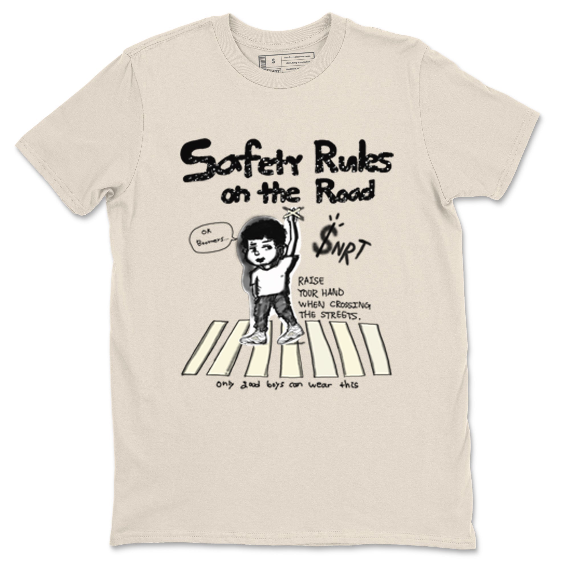 AJ5 Sail shirt to match jordans Safety Rules On The Road sneaker tees Air Jordan 5 Sail Drip Gear Zone unisex cotton Natural 2 crew neck shirt