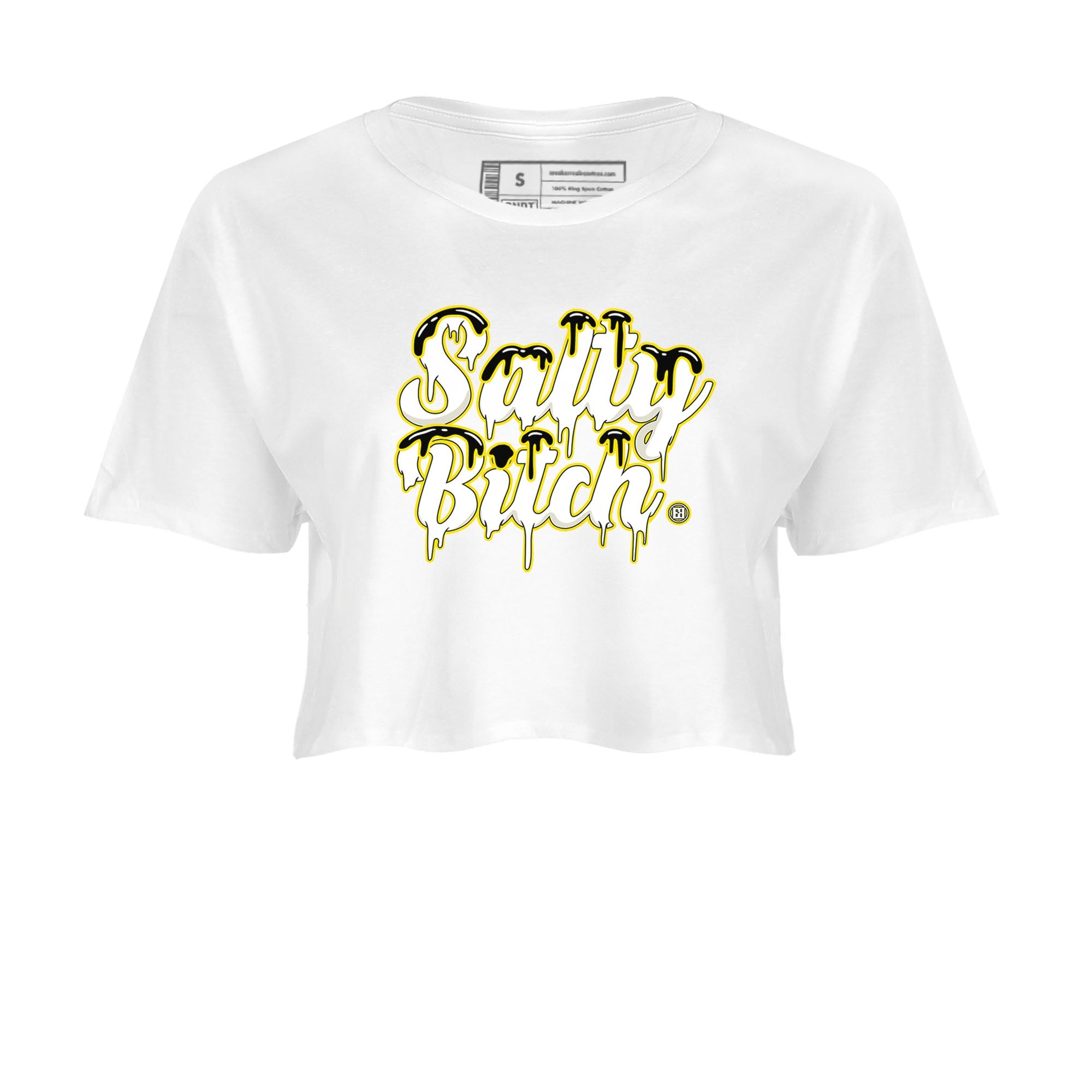 Air Jordan 4 Retro Vivid Sulfur shirt to match jordans Salty Bitch sneaker tees 4s Vivid Sulfur Drip Gear Zone White 2 crop length shirt