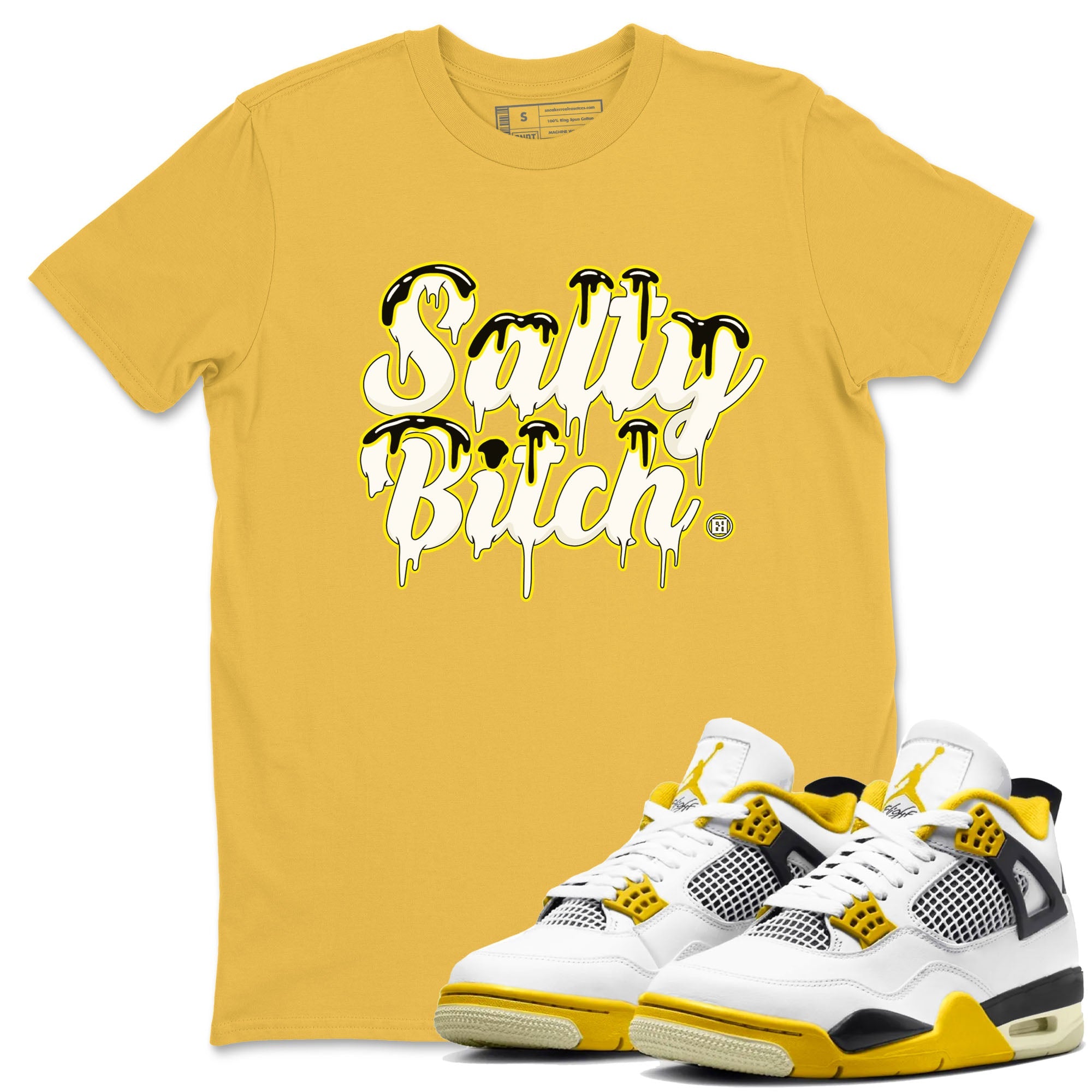 Air Jordan 4 Retro Vivid Sulfur shirt to match jordans Salty Bitch sneaker tees 4s Vivid Sulfur Drip Gear Zone unisex cotton Daisy 1 crew neck shirt