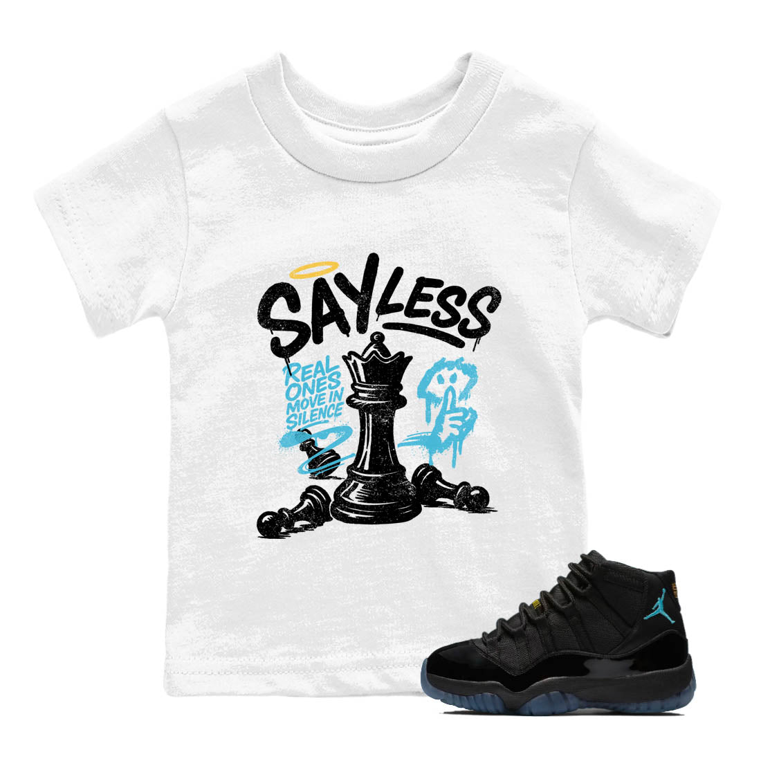 Sneaker Threads  Sneaker Tees To Match Air Jordan 11 Retro Gamma  Say Less Youth Graphic Tee White 1. Perfect for Jordan releases 2025 colorways.