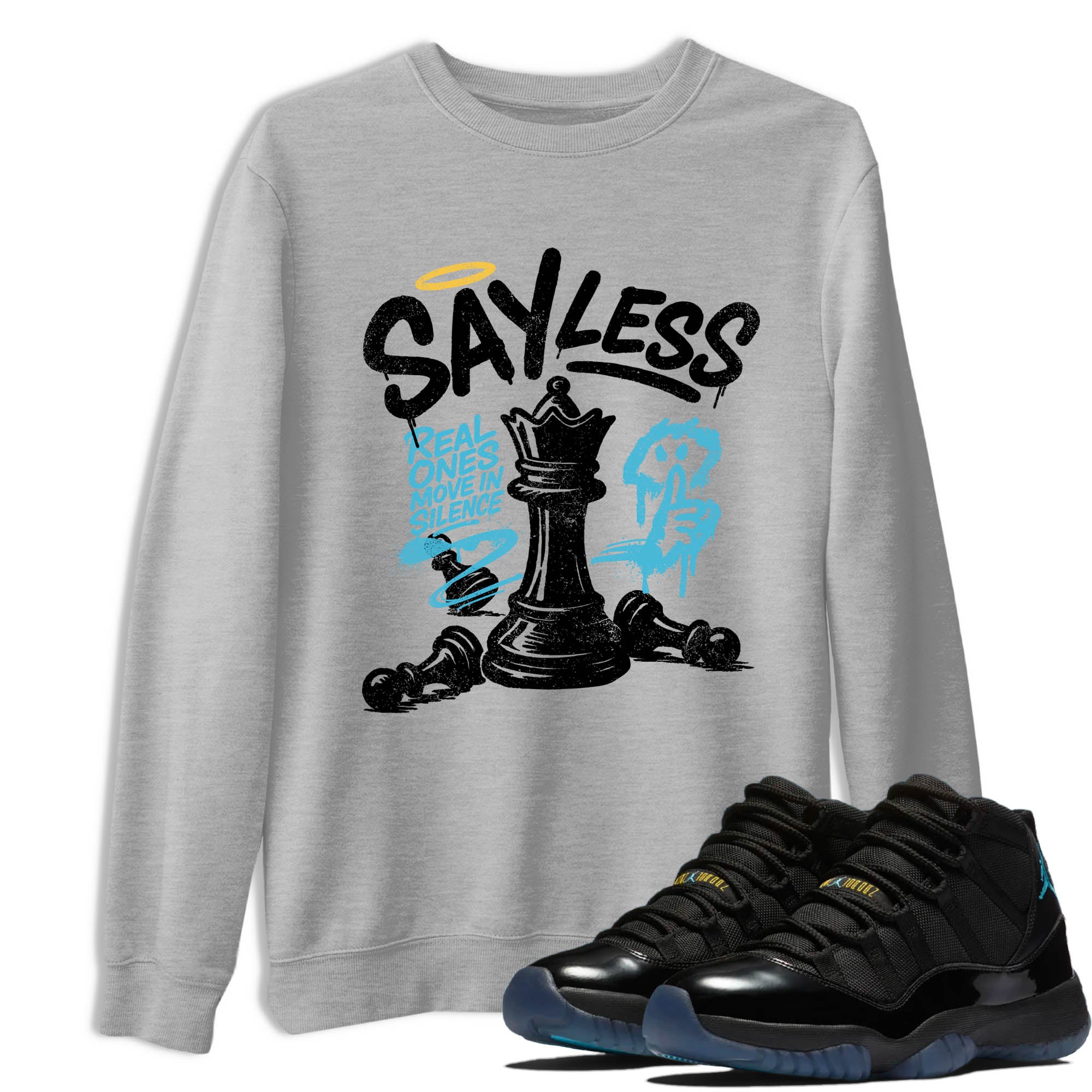 Sneaker Threads  Sneaker Tees To Match Air Jordan 11 Retro Gamma  Say Less Graphic Tee Heather Grey 1. Perfect for Jordan releases 2025 colorways.