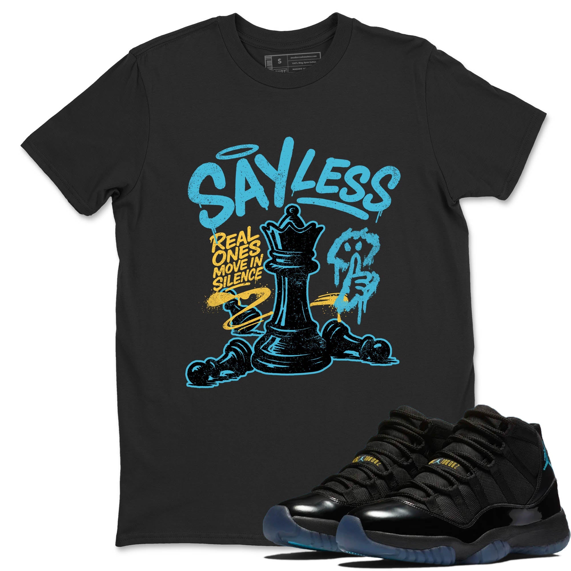 Sneaker Threads  Sneaker Tees To Match Air Jordan 11 Retro Gamma  Say Less Graphic Tee Black 1. Perfect for Jordan releases 2025 colorways.