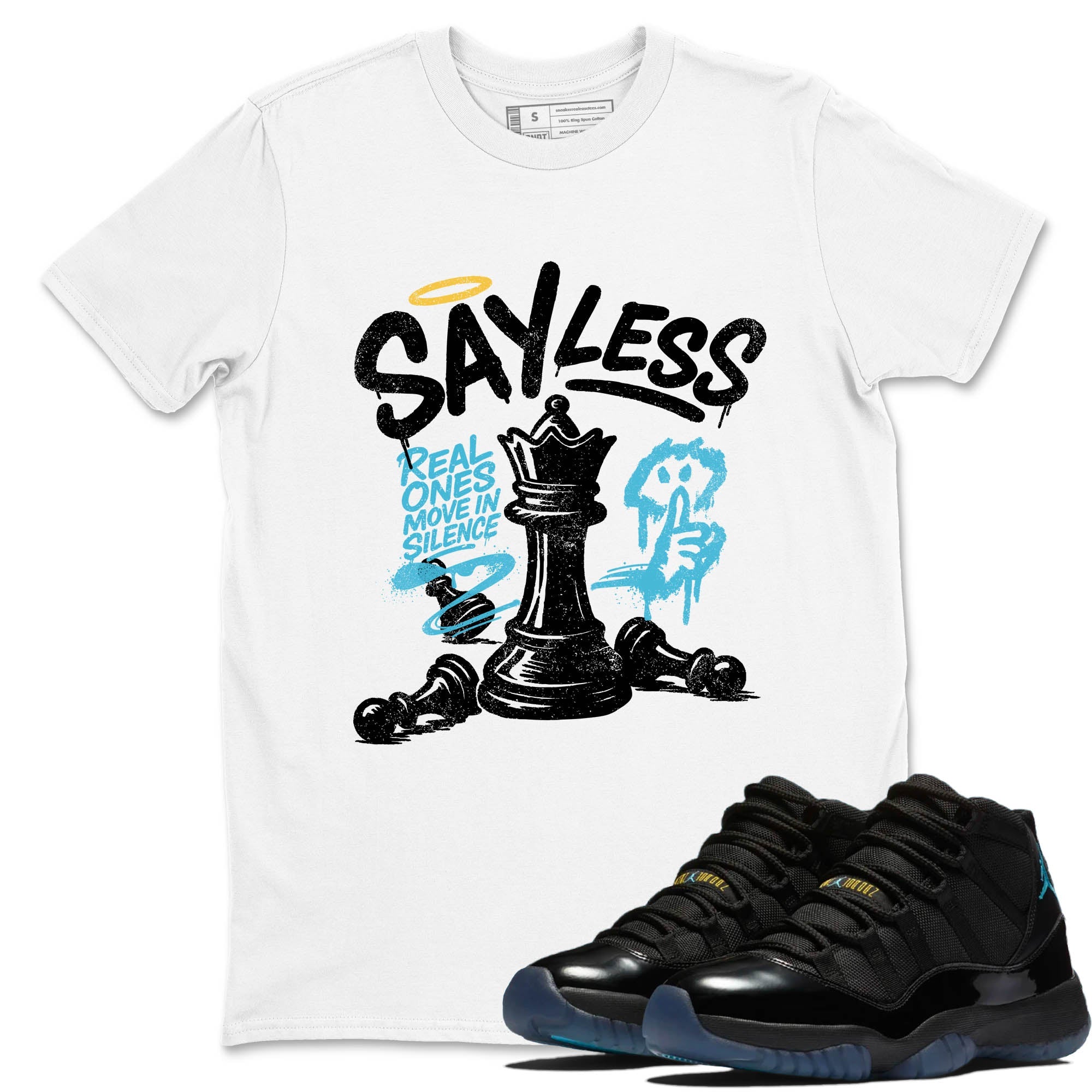 Sneaker Threads  Sneaker Tees To Match Air Jordan 11 Retro Gamma  Say Less Graphic Tee White 1. Perfect for Jordan releases 2025 colorways.