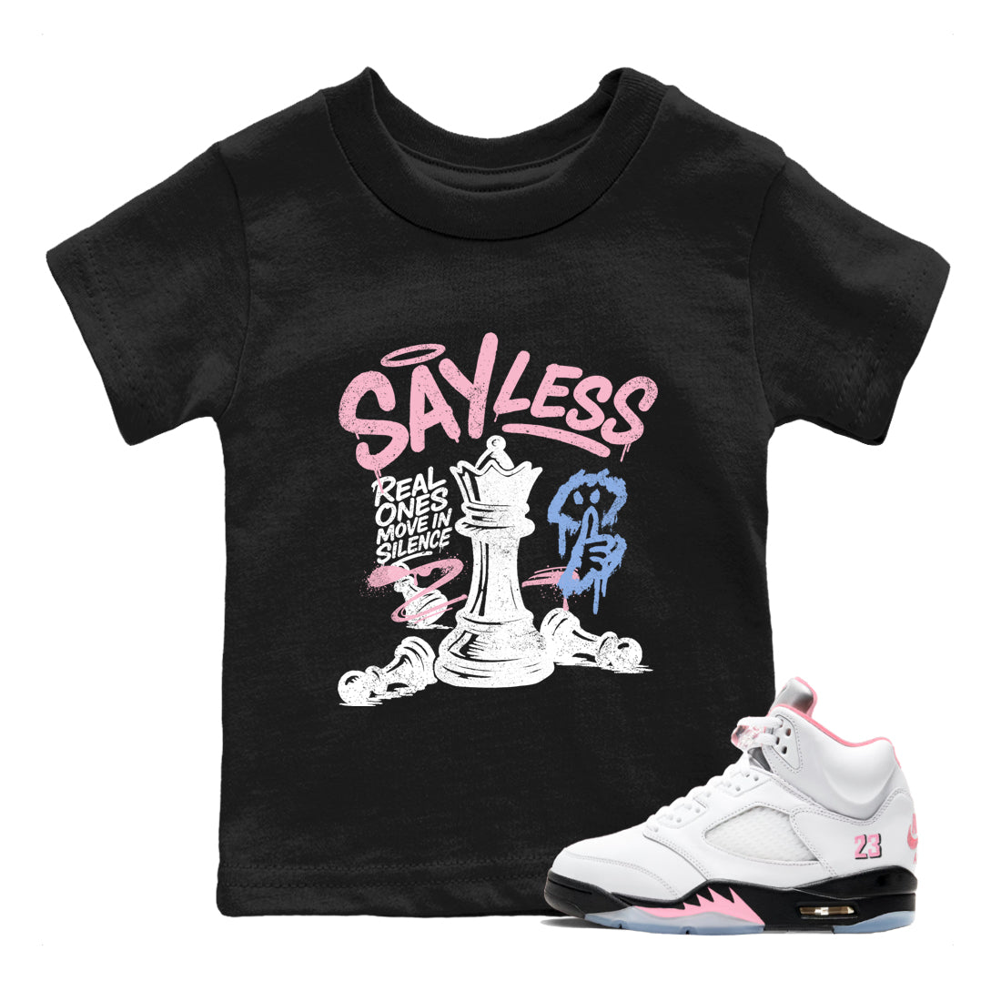 Sneaker match tees  Sneaker Tees To Match Air Jordan 5 Medium Soft Pink Shoes  Say Less Kids T-Shirt Black 1