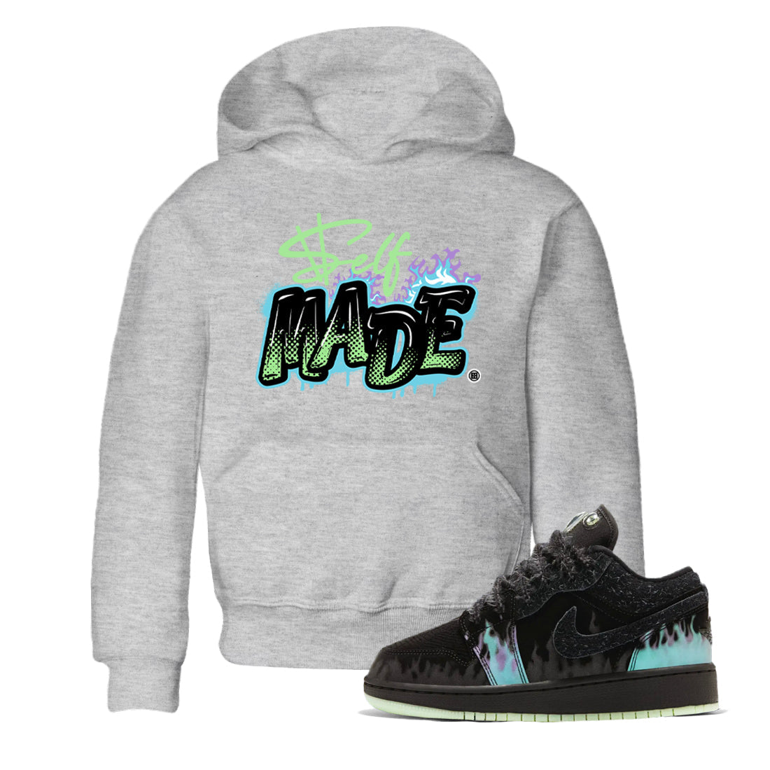 1s Fortune Fly shirts to match jordans Self Made sneaker match tees Air Jordan 1 Fortune Fly match shoes to clothes Drip Gear Zone Youth Baby Heather Grey 1 tee