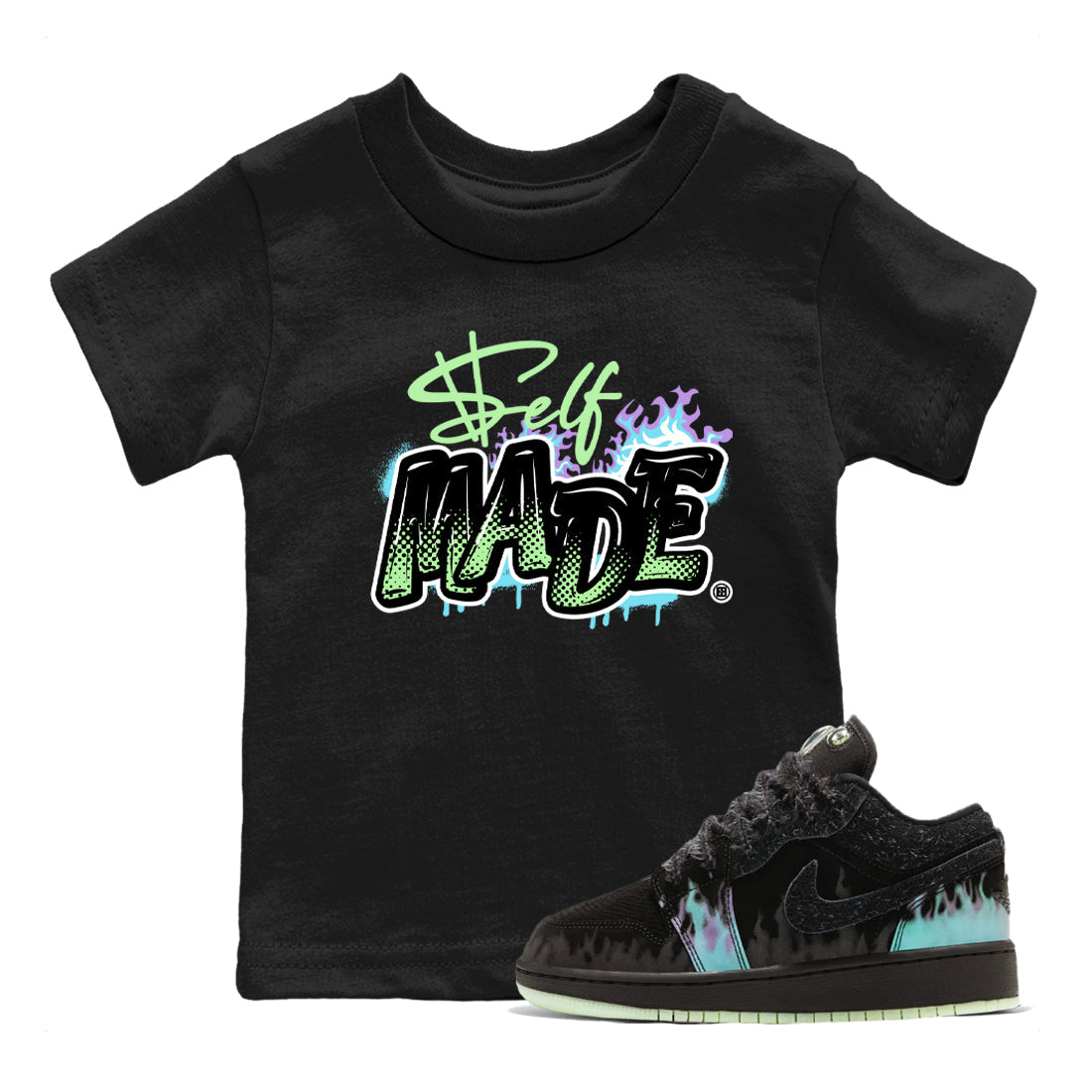 1s Fortune Fly shirts to match jordans Self Made sneaker match tees Air Jordan 1 Fortune Fly match shoes to clothes Drip Gear Zone Youth Baby Black 1 tee