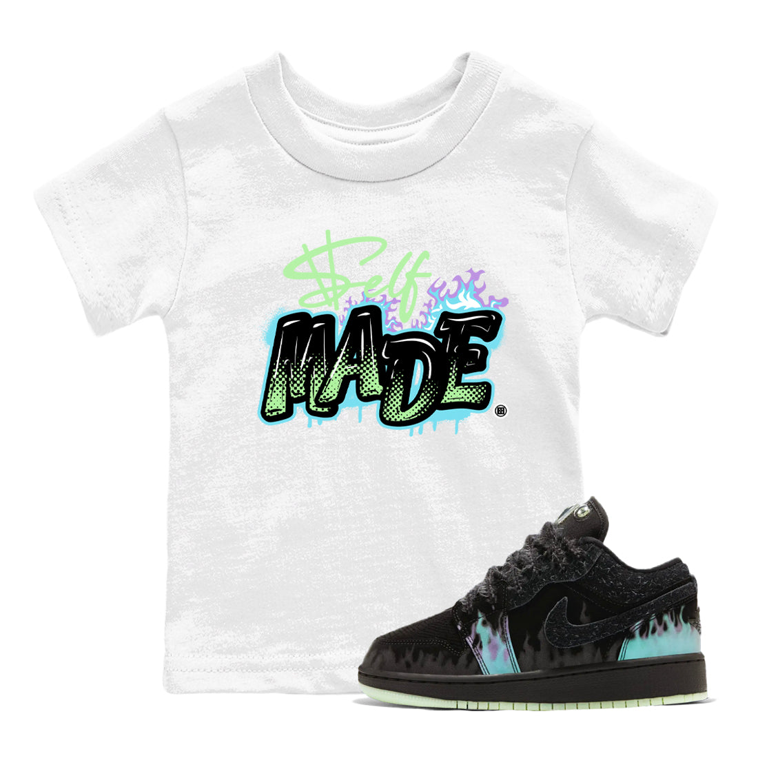 1s Fortune Fly shirts to match jordans Self Made sneaker match tees Air Jordan 1 Fortune Fly match shoes to clothes Drip Gear Zone Youth Baby White 1 tee