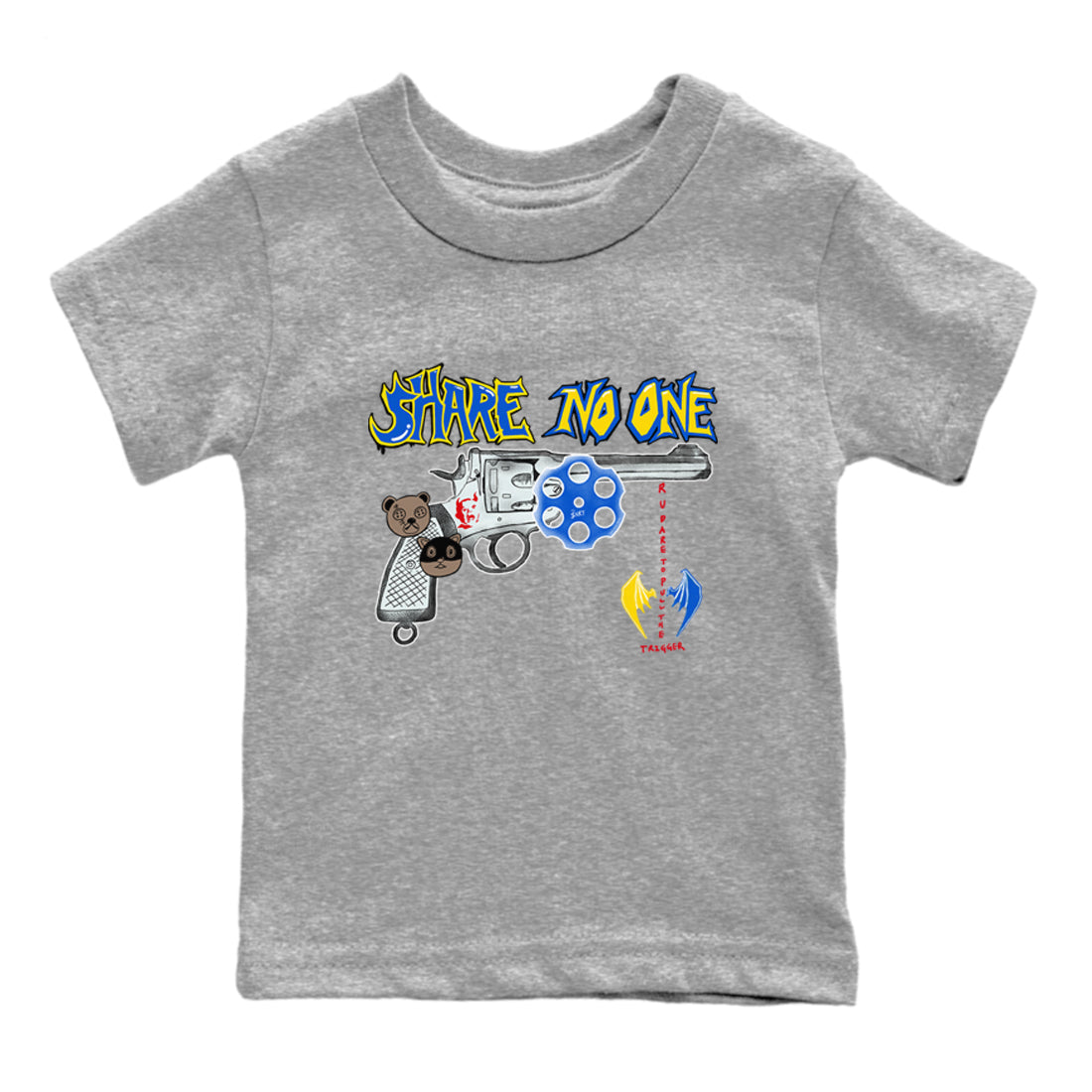 1s Travis Scott Canary shirt to match jordans Share No One sneaker tees Air Jordan 1 Travis Scott Canary SNRT sneaker release tees baby toddler Heather Grey 2 cotton Shirt
