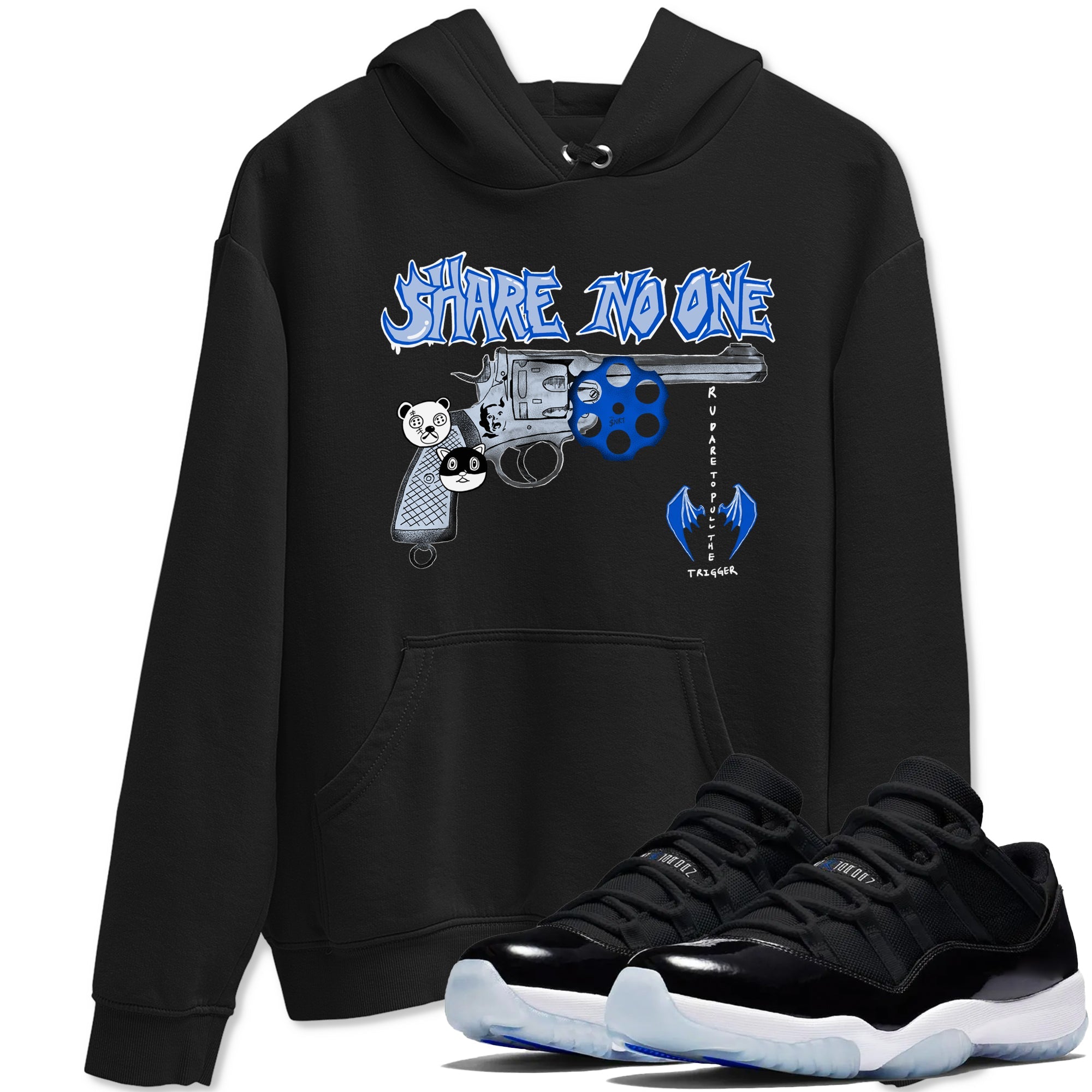 Air Jordan 11 Low Space shirt to match jordans Share No One sneaker tees Air Jordan 11 Low Space Drip Gear Zone unisex cotton Black 1 crew neck shirt