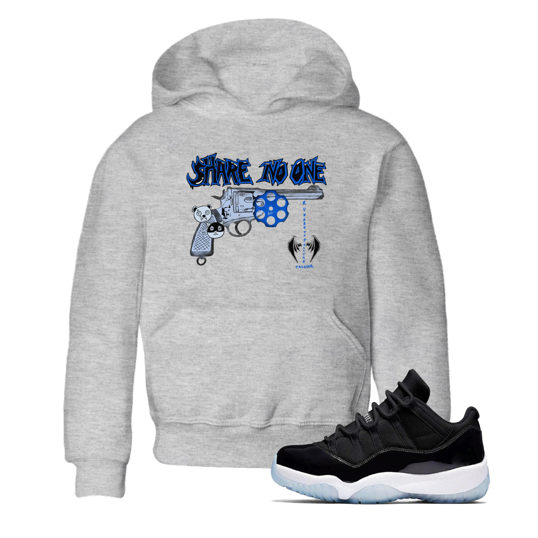 Air Jordan 11 Low Space shirt to match jordans Share No One sneaker tees Air Jordan 11 Low Space Drip Gear Zone baby toddler Heather Grey 1 cotton Shirt