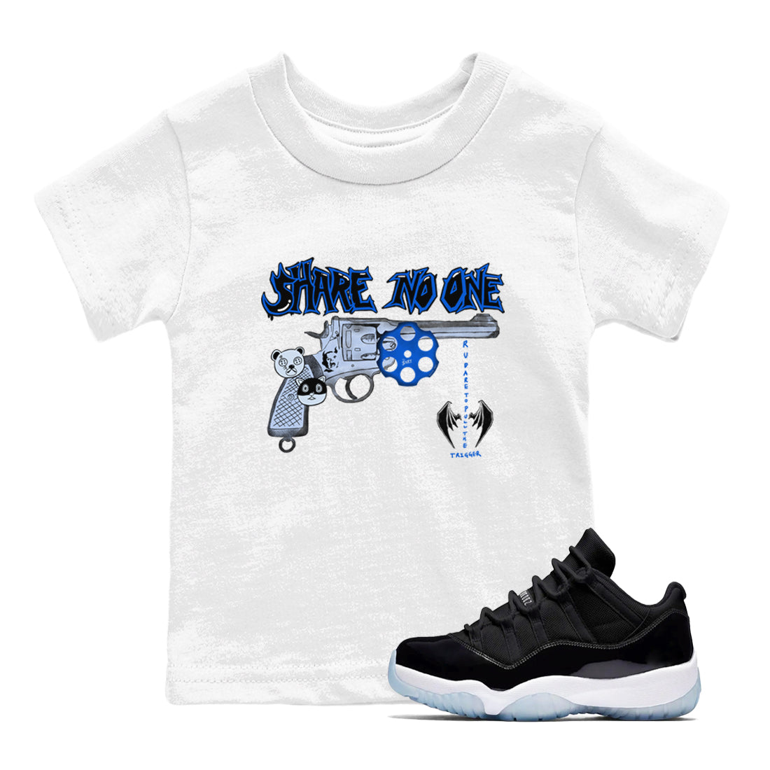 Air Jordan 11 Low Space shirt to match jordans Share No One sneaker tees Air Jordan 11 Low Space Drip Gear Zone baby toddler White 1 cotton Shirt
