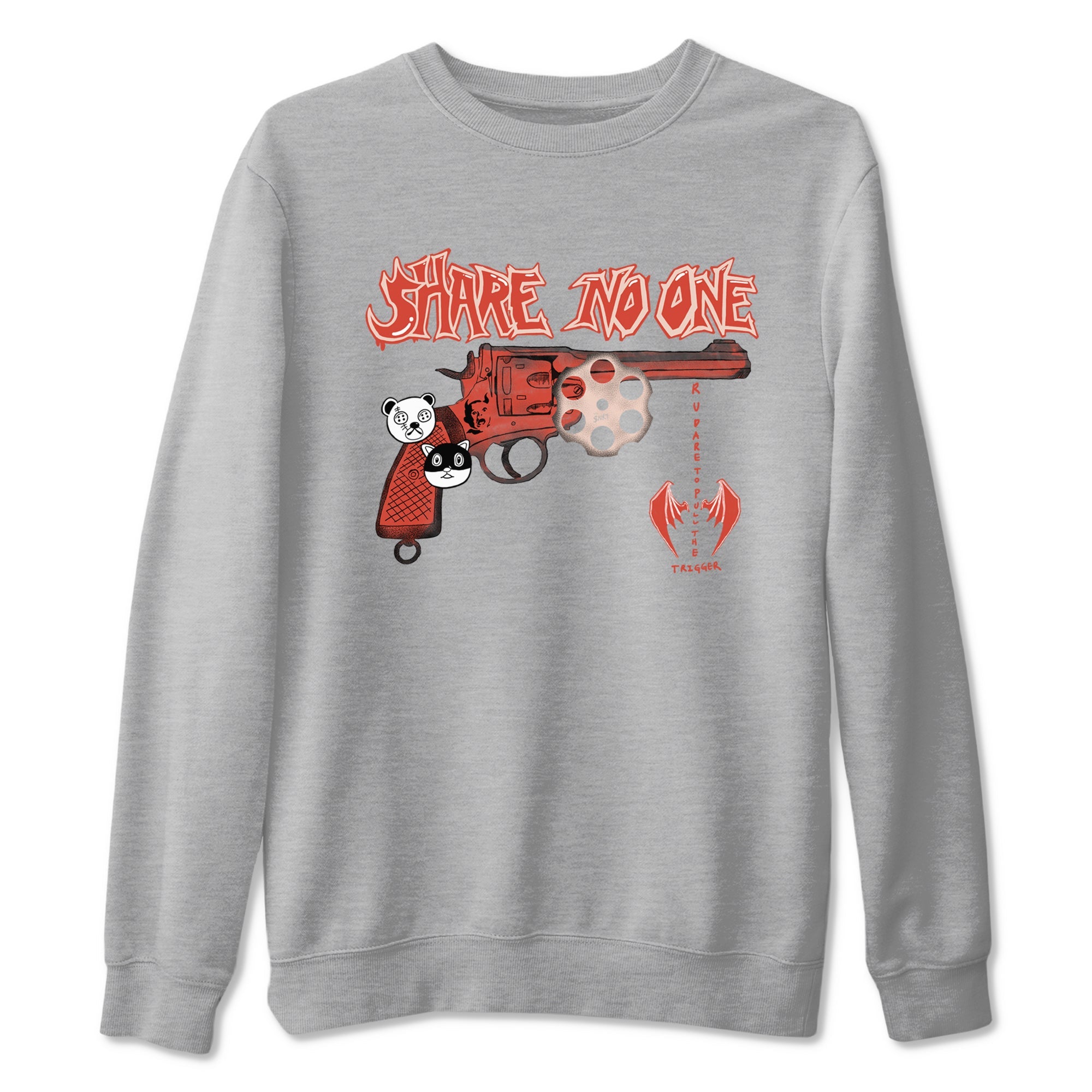 AJ13 Dune Red shirts to match jordans Share No One sneaker match tees Air Jordan 13 Dune Red Drip Gear Zone streetwear brand Heather Grey 2 unisex cotton tee