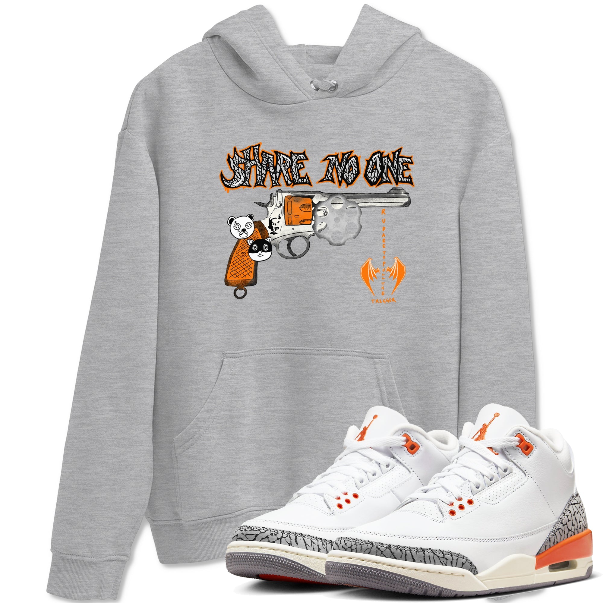 3s Georgia Peach shirt to match jordans Share No One sneaker tees Air Jordan 3 Georgia Peach Drip Gear Zone unisex cotton Heather Grey 1 crew neck shirt