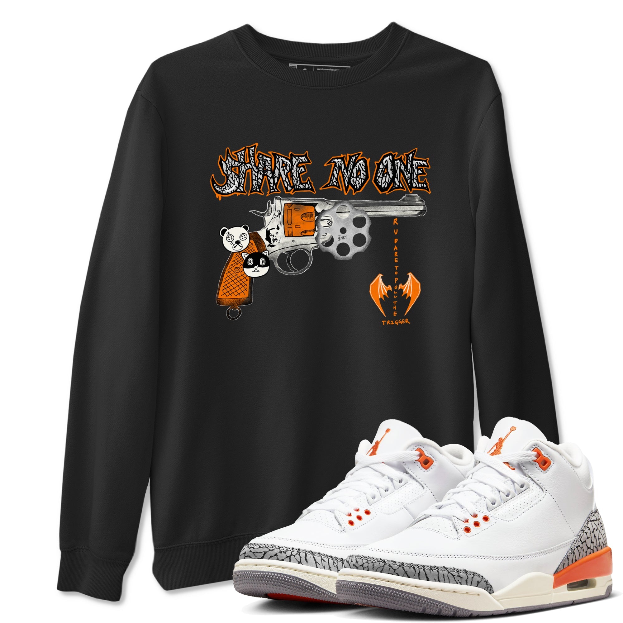 3s Georgia Peach shirt to match jordans Share No One sneaker tees Air Jordan 3 Georgia Peach Drip Gear Zone unisex cotton Black 1 crew neck shirt