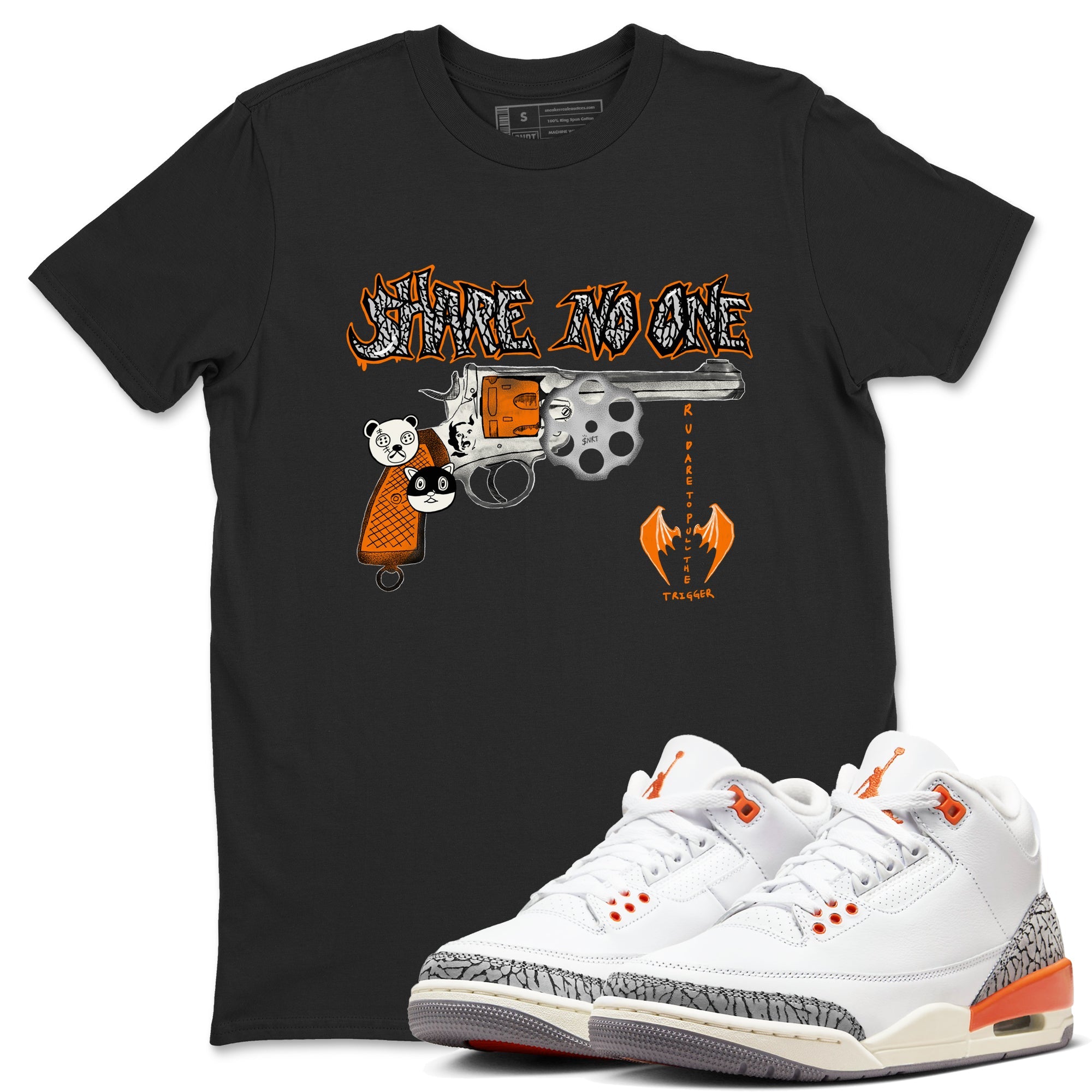 3s Georgia Peach shirt to match jordans Share No One sneaker tees Air Jordan 3 Georgia Peach Drip Gear Zone unisex cotton Black 1 crew neck shirt