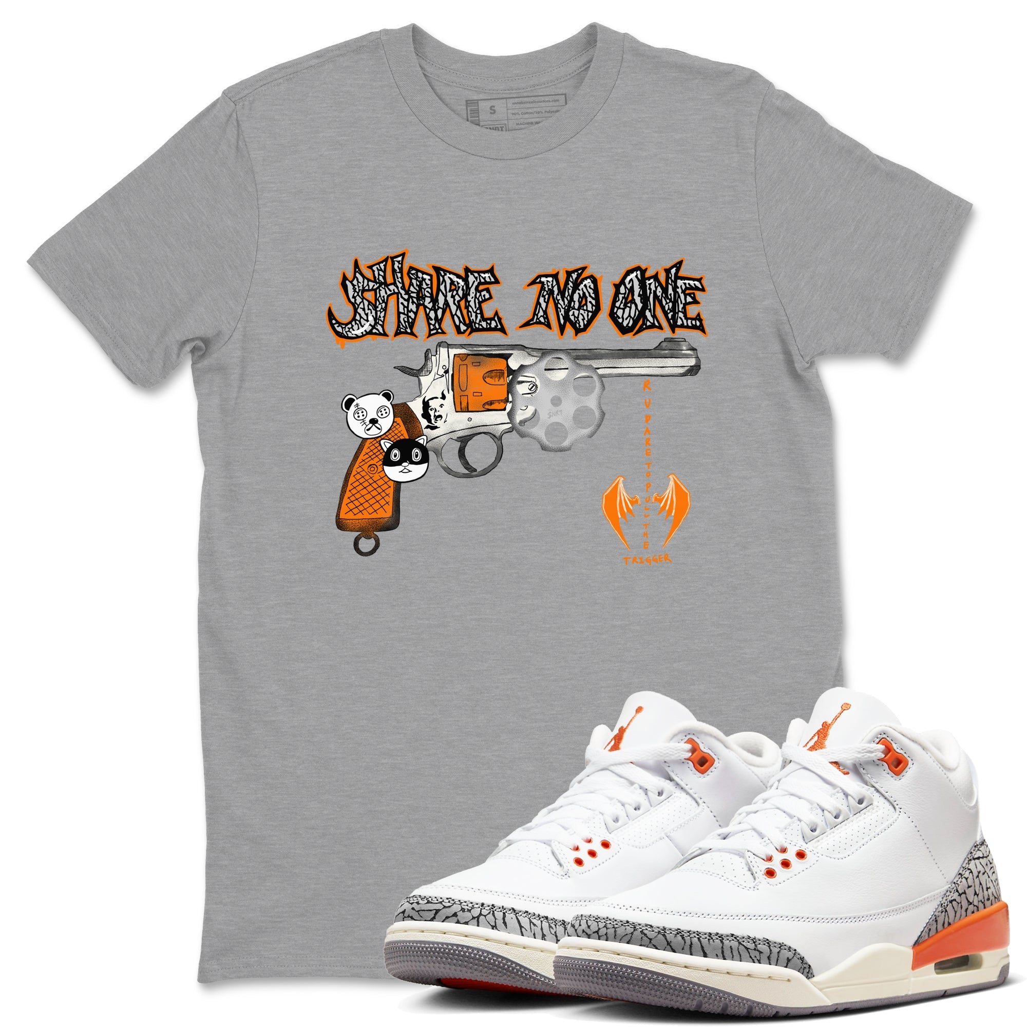 3s Georgia Peach shirt to match jordans Share No One sneaker tees Air Jordan 3 Georgia Peach Drip Gear Zone unisex cotton Heather Grey 1 crew neck shirt