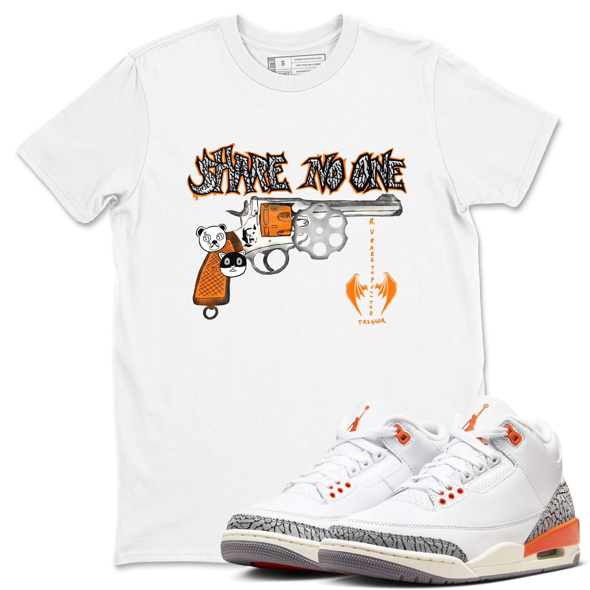 3s Georgia Peach shirt to match jordans Share No One sneaker tees Air Jordan 3 Georgia Peach Drip Gear Zone unisex cotton White 1 crew neck shirt