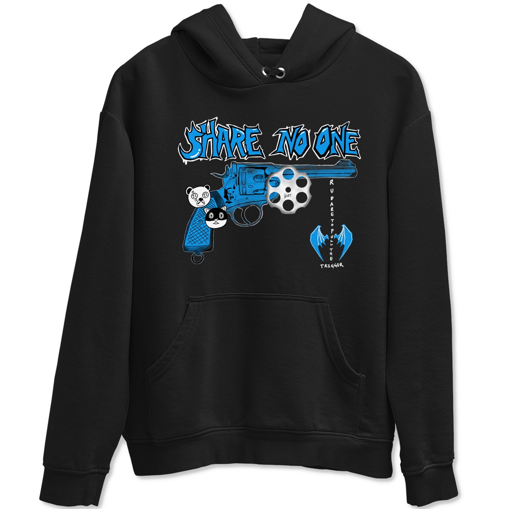 Air Jordan 4 Military Blue shirt to match jordans Share No One sneaker tees Air Jordan 4 Military Blue Drip Gear Zone unisex cotton Black 2 crew neck shirt