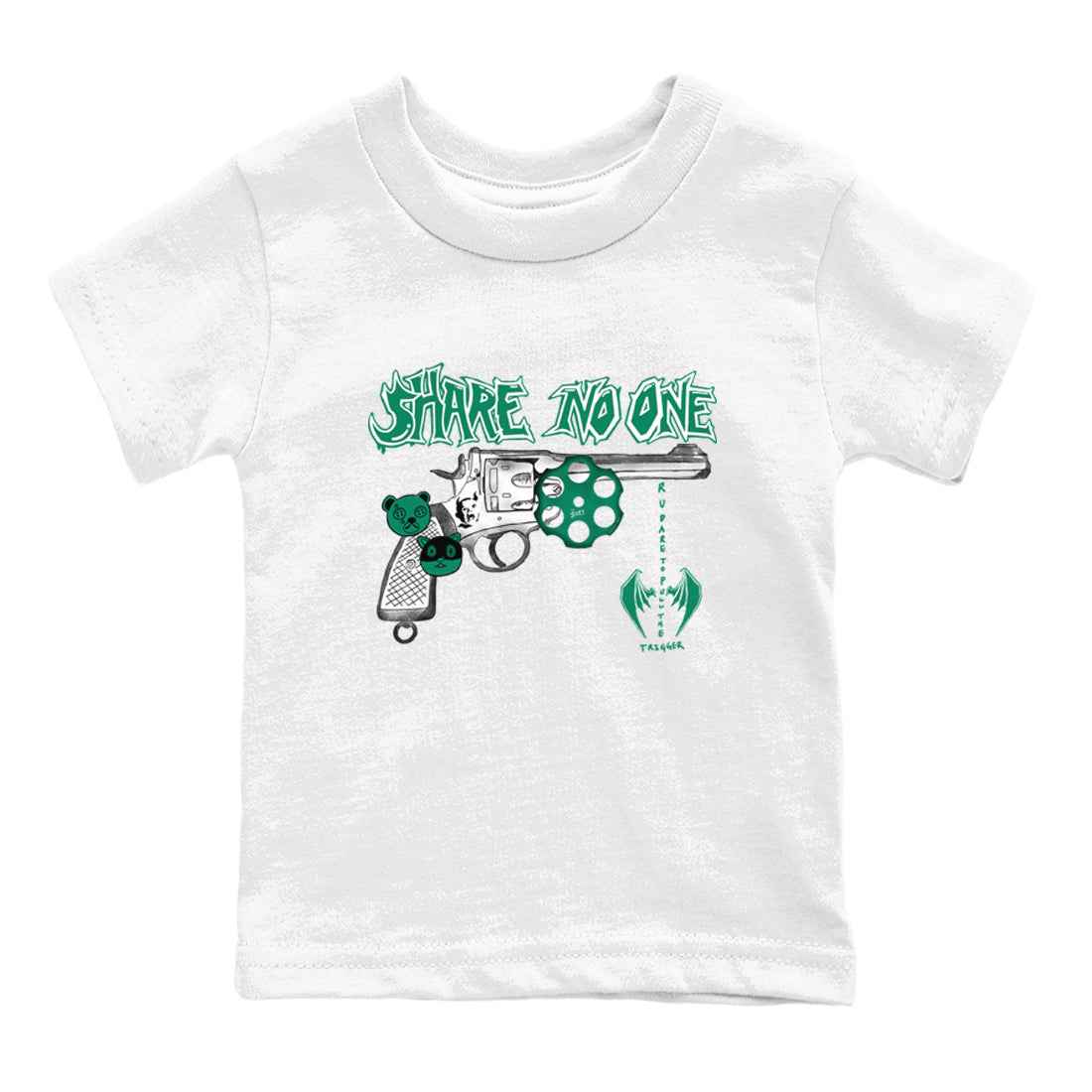 4s Oxidized Green shirts to match jordans Share No One sneaker match tees Air Jordan 4 Oxidized Green Drip Gear Zone streetwear brand Baby and Youth White 2 cotton tee