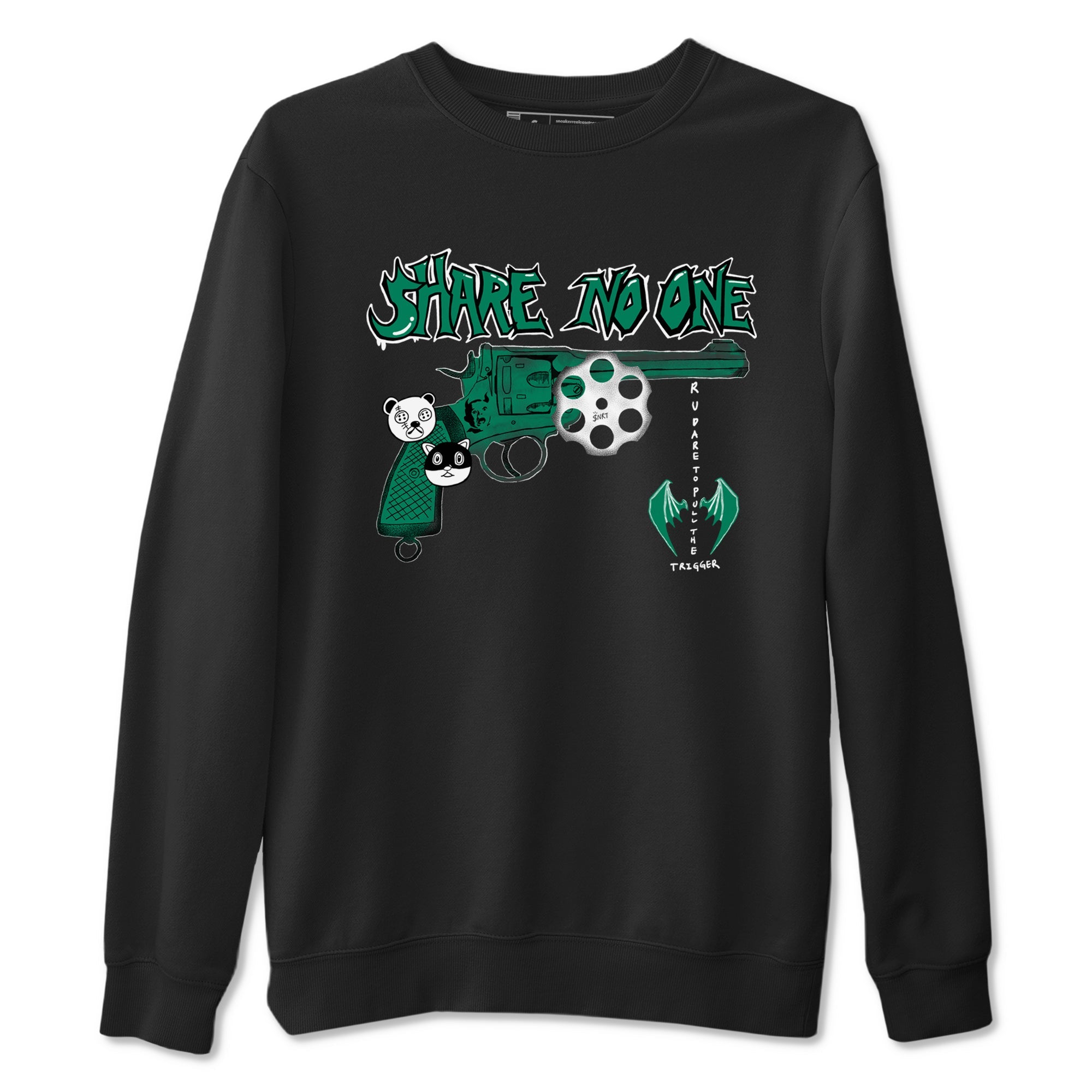 4s Oxidized Green shirts to match jordans Share No One sneaker match tees Air Jordan 4 Oxidized Green Drip Gear Zone streetwear brand Black 2 unisex cotton tee
