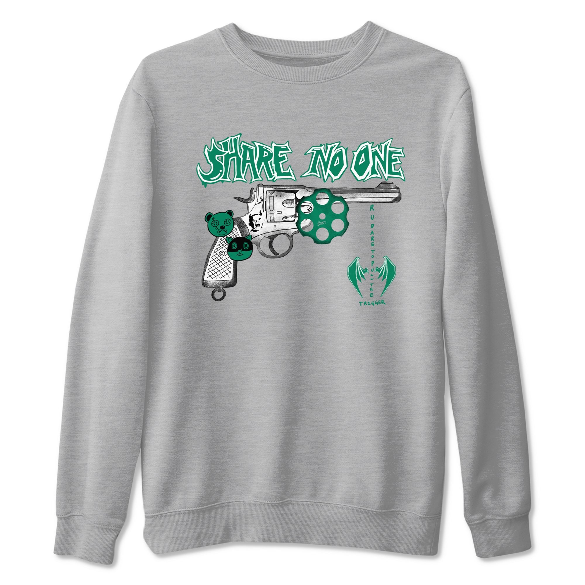 4s Oxidized Green shirts to match jordans Share No One sneaker match tees Air Jordan 4 Oxidized Green Drip Gear Zone streetwear brand Heather Grey 2 unisex cotton tee