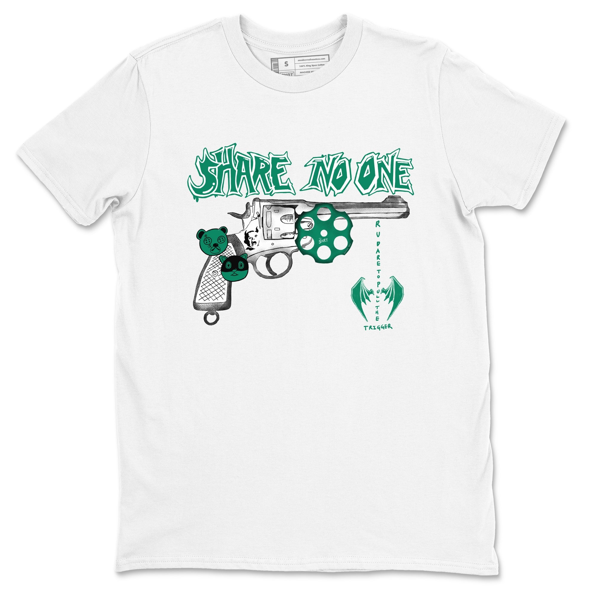 4s Oxidized Green shirts to match jordans Share No One sneaker match tees Air Jordan 4 Oxidized Green Drip Gear Zone streetwear brand White 2 unisex cotton tee