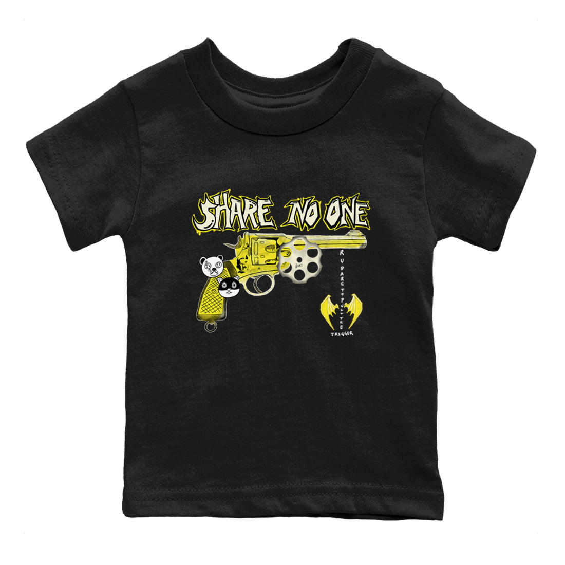 4s Vivid Sulfur shirt to match jordans Share No One sneaker tees Air Jordan 4 Vivid Sulfur Drip Gear Zone baby toddler Black 2 cotton Shirt