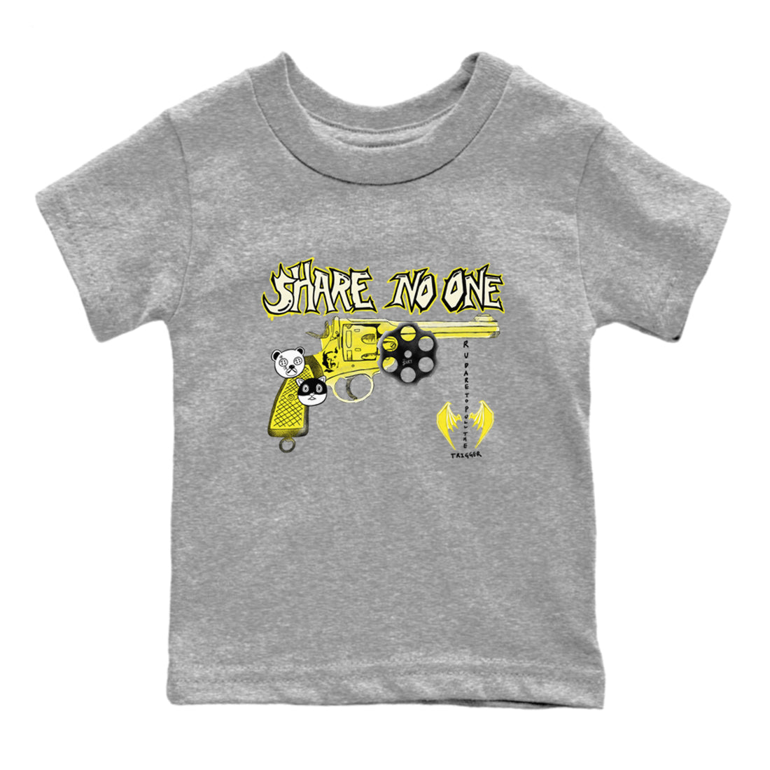 4s Vivid Sulfur shirt to match jordans Share No One sneaker tees Air Jordan 4 Vivid Sulfur Drip Gear Zone baby toddler Heather Grey 2 cotton Shirt
