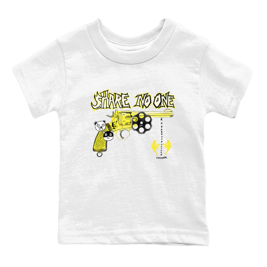 4s Vivid Sulfur shirt to match jordans Share No One sneaker tees Air Jordan 4 Vivid Sulfur Drip Gear Zone baby toddler White 2 cotton Shirt