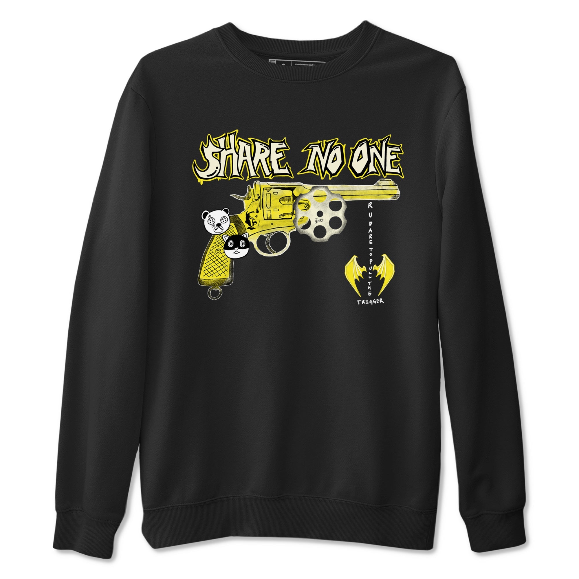 4s Vivid Sulfur shirt to match jordans Share No One sneaker tees Air Jordan 4 Vivid Sulfur Drip Gear Zone unisex cotton Black 2 crew neck shirt