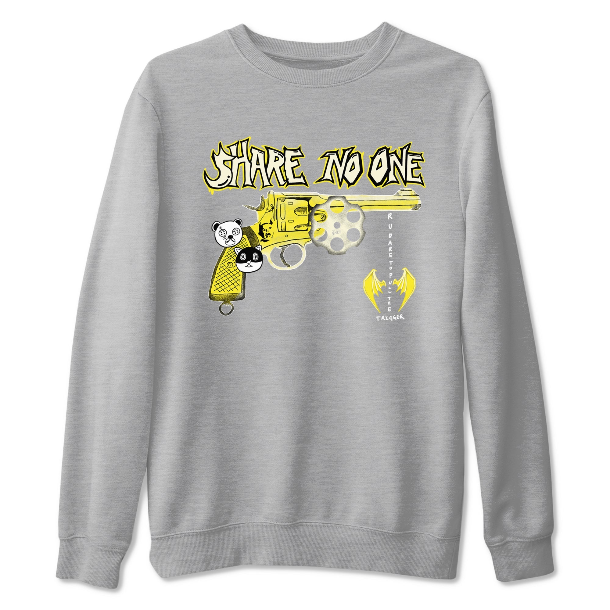 4s Vivid Sulfur shirt to match jordans Share No One sneaker tees Air Jordan 4 Vivid Sulfur Drip Gear Zone unisex cotton Heather Grey 2 crew neck shirt