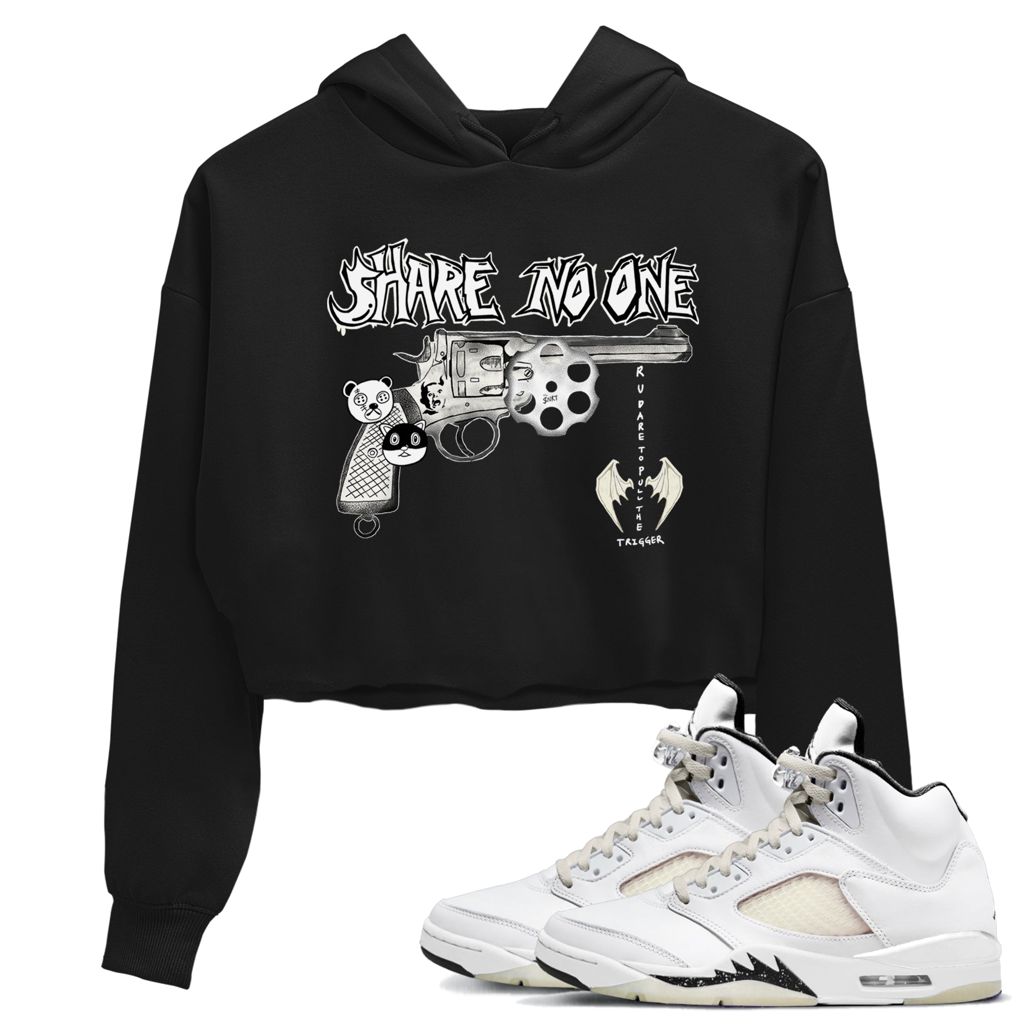 5s Sail shirt to match jordans Share No One sneaker tees Air Jordan 5 Sail Drip Gear Zone Black 1 crop length shirt