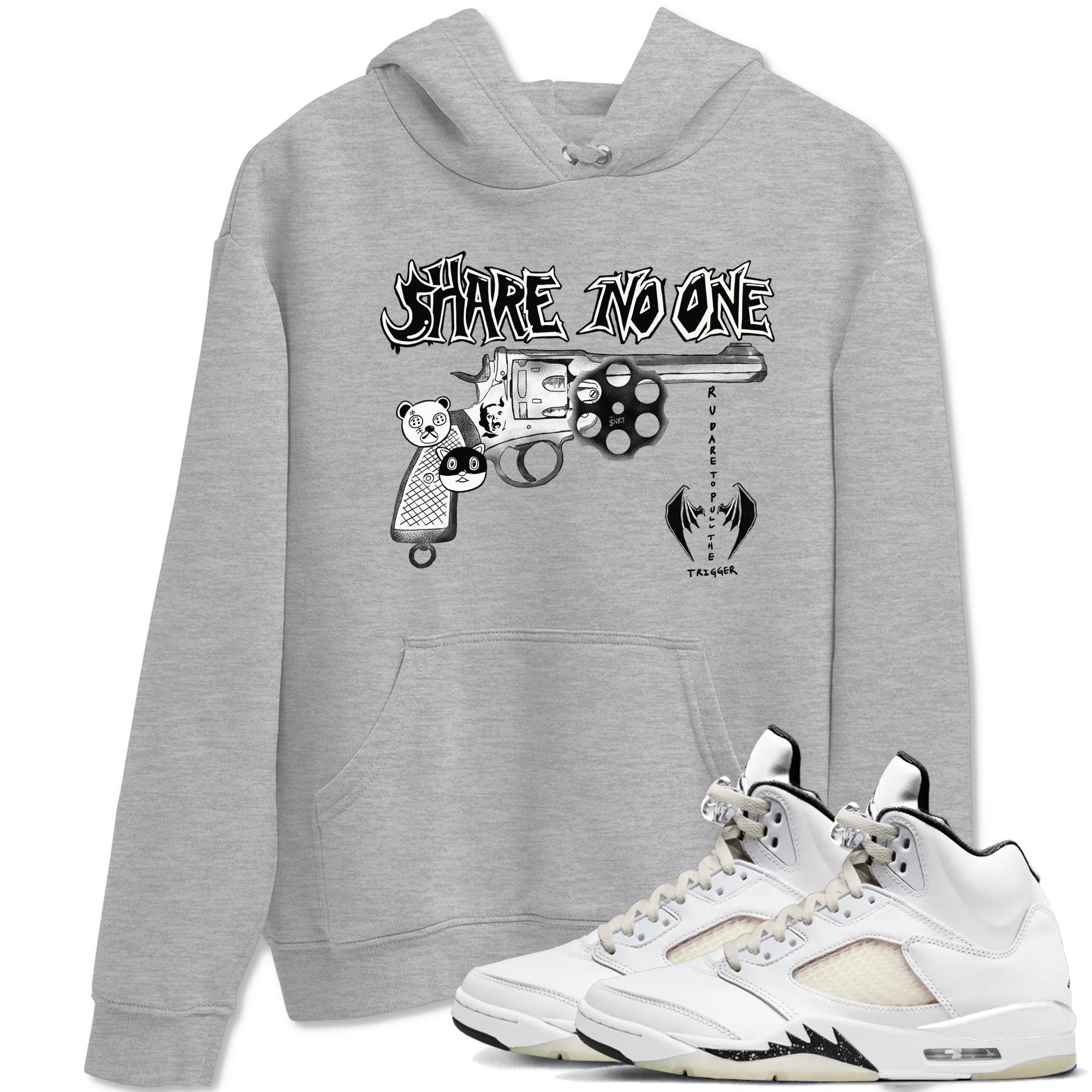 5s Sail shirt to match jordans Share No One sneaker tees Air Jordan 5 Sail Drip Gear Zone unisex cotton Heather Grey 1 crew neck shirt