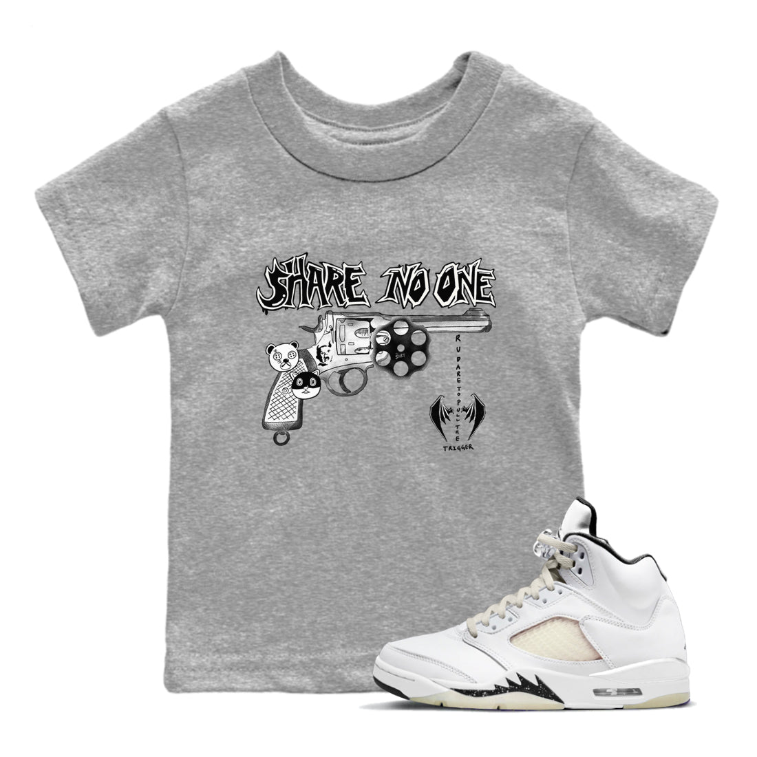 5s Sail shirt to match jordans Share No One sneaker tees Air Jordan 5 Sail Drip Gear Zone baby toddler Heather Grey 1 cotton Shirt